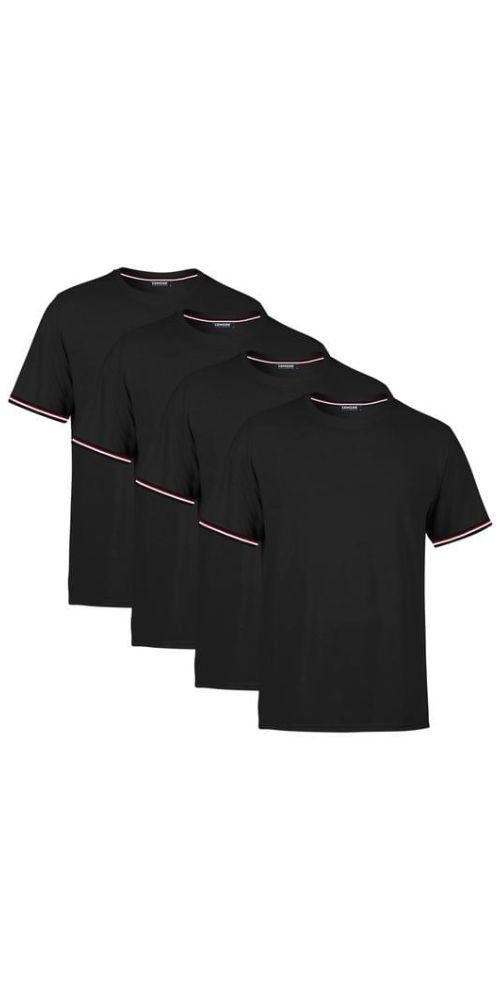 COMEOR T-Shirt Basic Herren Kurzarm Rundhalls (Packung, 4-tlg) mit gestreiften Ärmel Bündchen