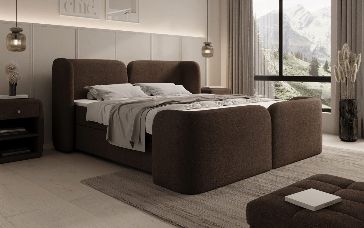 Luxusbetten24 Boxspringbett Riva in Bouclé mit Stauraum, wahlweise mit oder günstig online kaufen