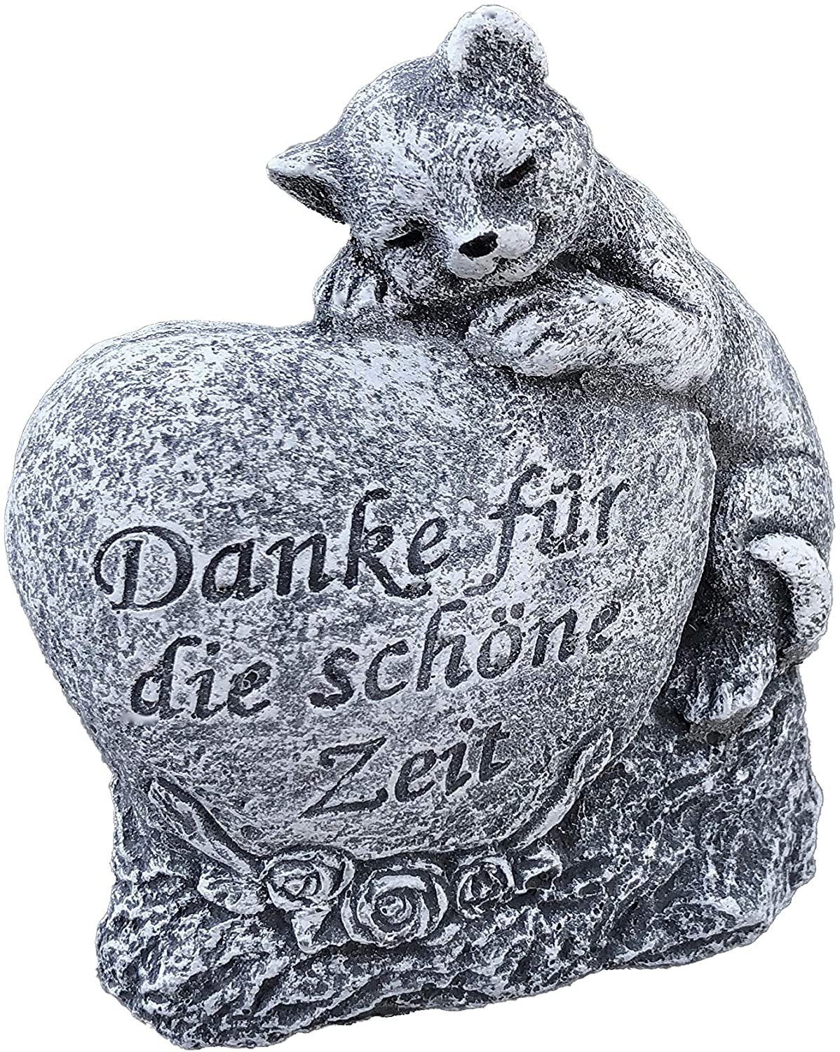 Stone and Style Gartenfigur Steinfigur Grabschmuck Katze " Danke für die schöne Zeit "