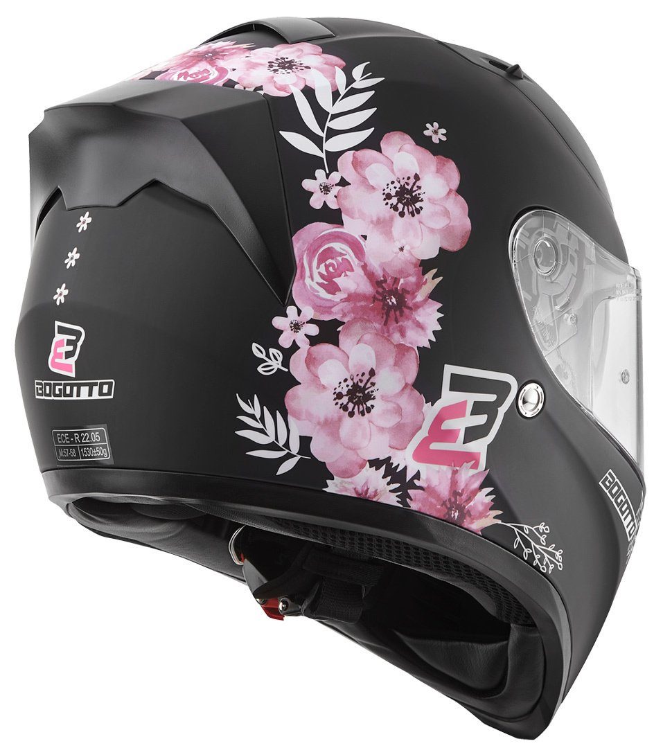 Bogotto Motorradhelm H128 Fiori Helm, integriertes Sonnenvisier