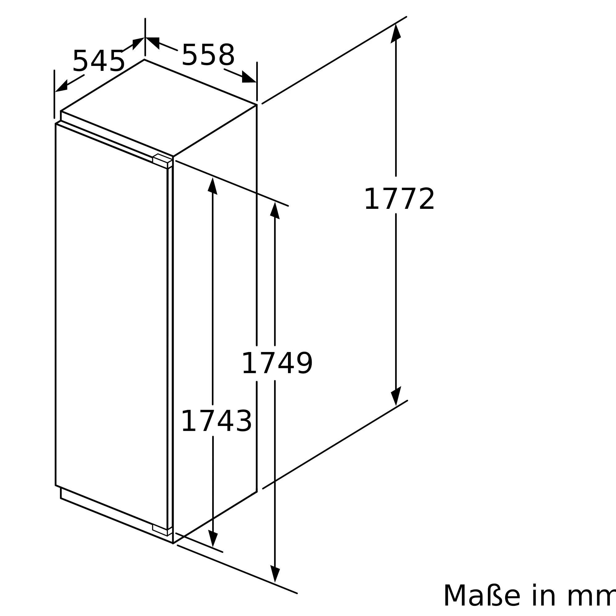 breit 177,2 NEFF Einbaukühlschrank 90 cm cm hoch, KI8813FE0, N 56