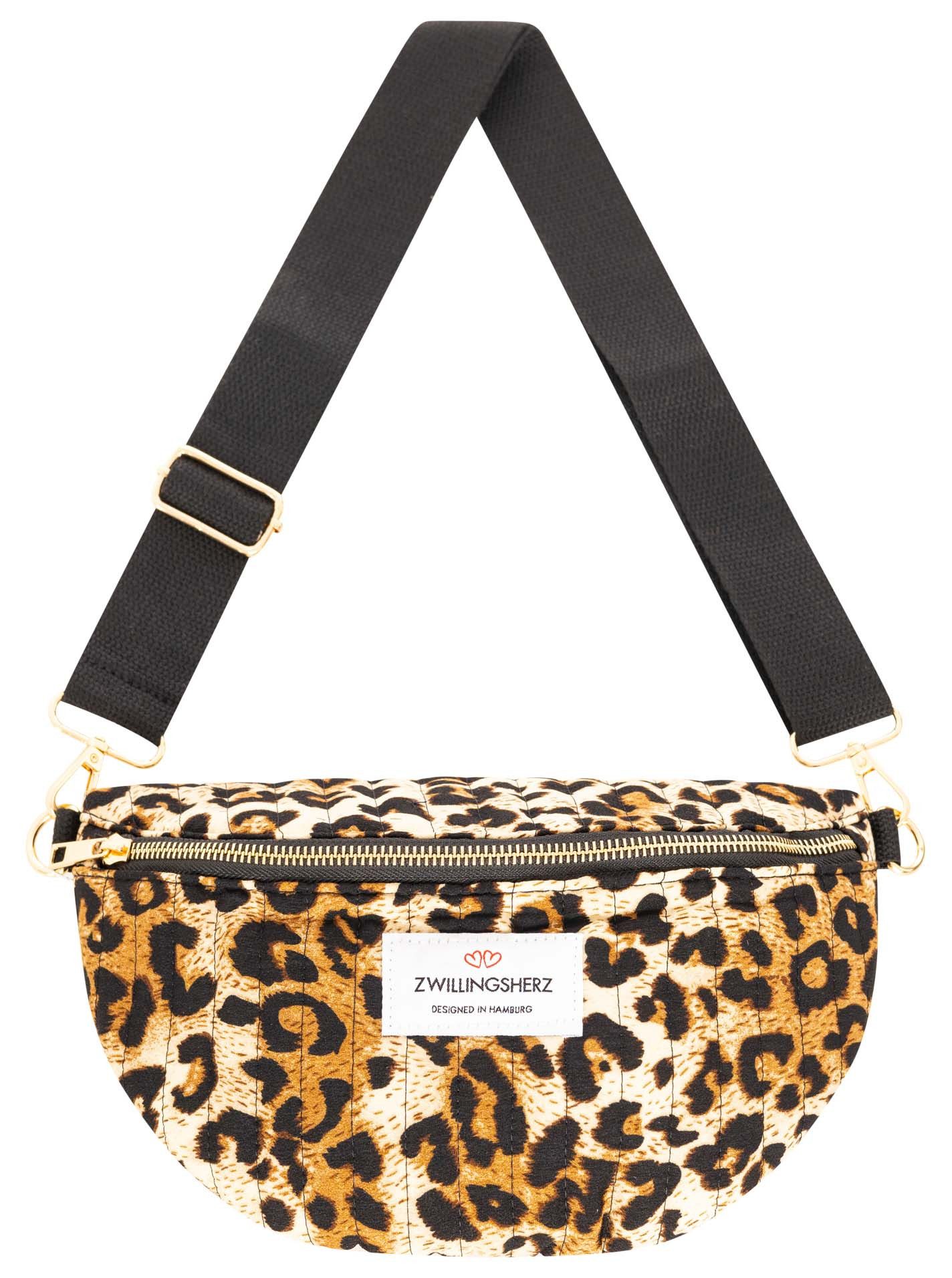 Zwillingsherz Tragetasche "Leo", Leoparden Muster, Reißverschluss, verstellbarer Gurt