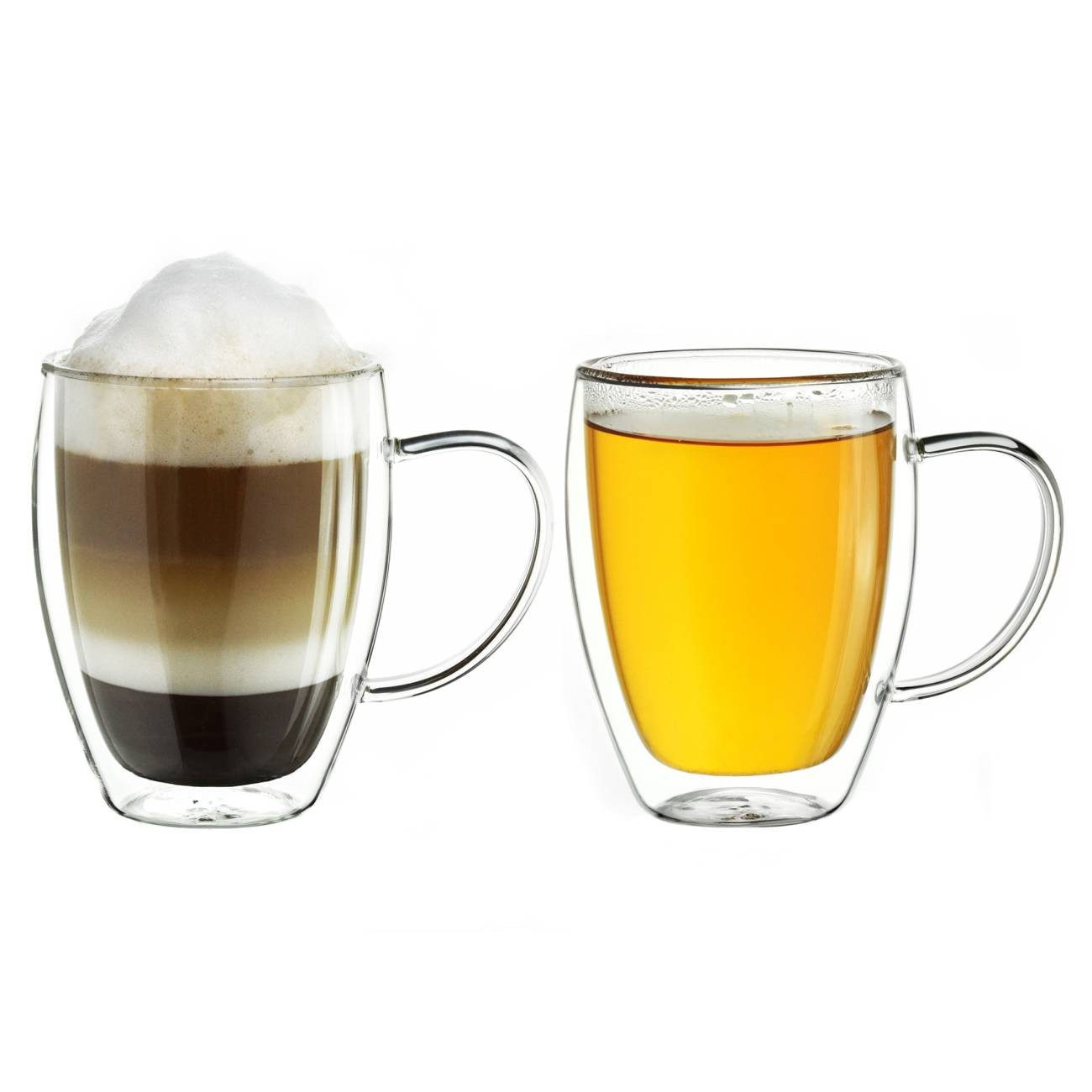 Creano Teeglas Creano doppelwandiges Thermoglas mit Henkel 250ml 2er Set, Borosilikatglas, 2 Gläser