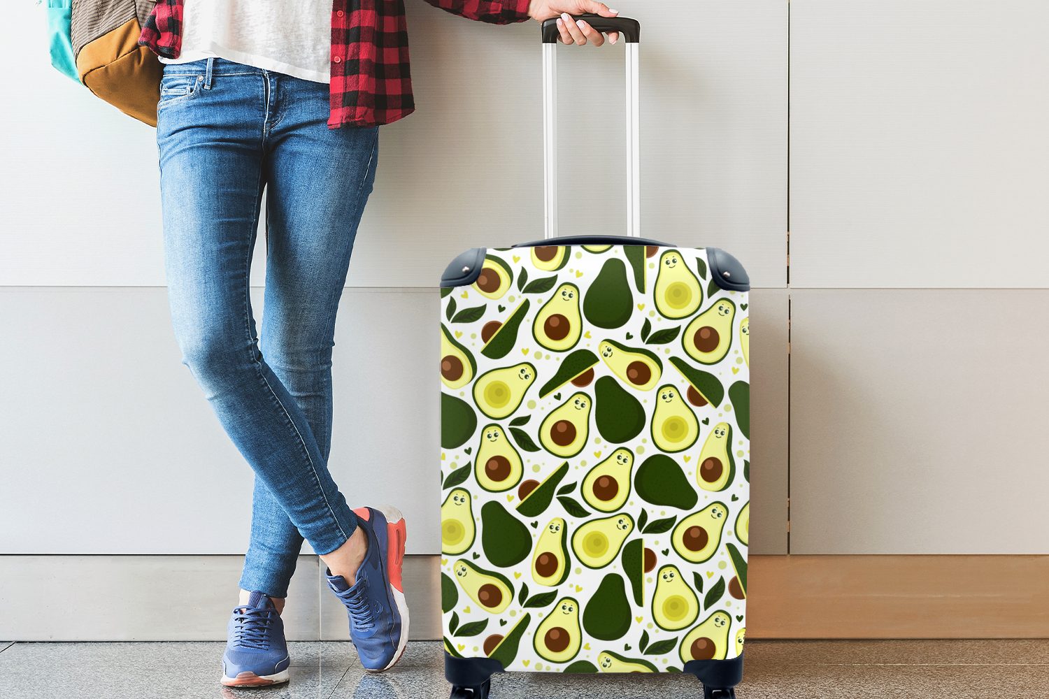 Ferien, Handgepäck Frucht, Muster - rollen, 4 MuchoWow - Rollen, Reisetasche mit Trolley, für Avocado Reisekoffer Handgepäckkoffer