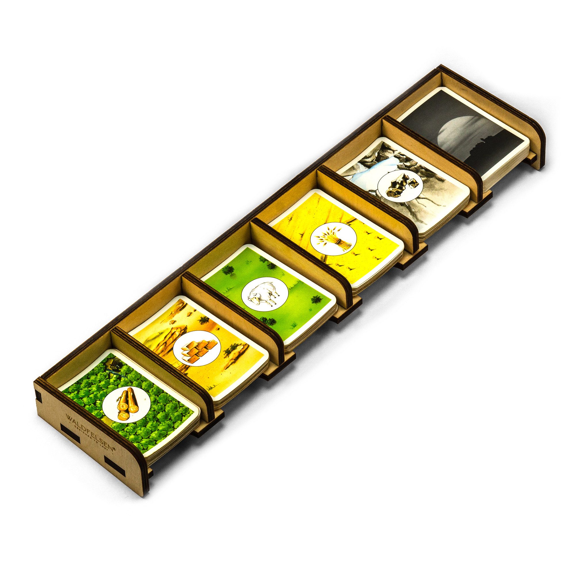Waldfelsen Spiel – Spielkartenhalter Holz Organizer passend für Die Siedler von Catan, Spielmaterial, Verschiedene Größen