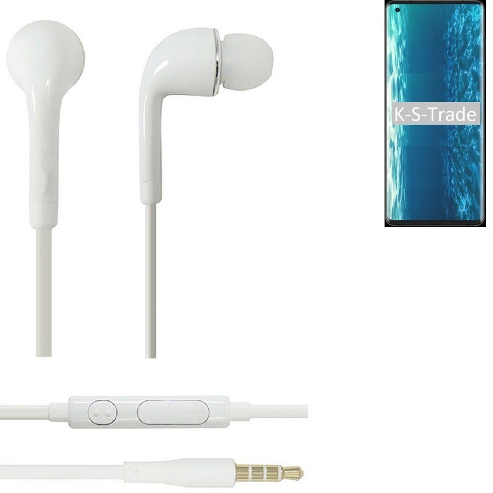 K-S-Trade für Motorola Edge In-Ear-Kopfhörer (Kopfhörer Headset mit Mikrofon u Lautstärkeregler weiß 3,5mm) | In-Ear-Kopfhörer