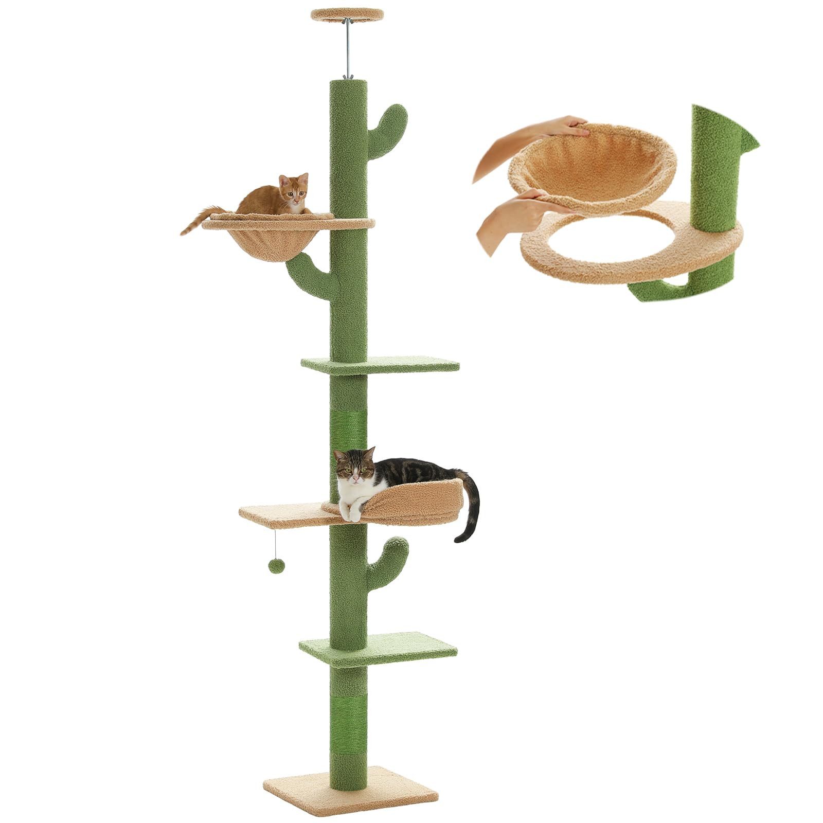 Purpurra Kratzbaum Kratzbaum deckenhoch vom Boden bis Decke grün, 205-235 cm