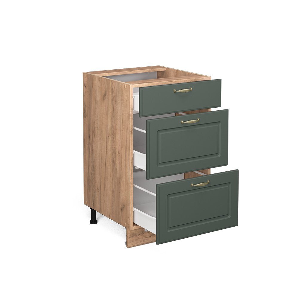 Vicco Unterschrank Fame-Line, Grün-Gold Landhaus/Eiche, 50 cm ohne Arbeitsplatte (1-St) – Bild 5 von 5