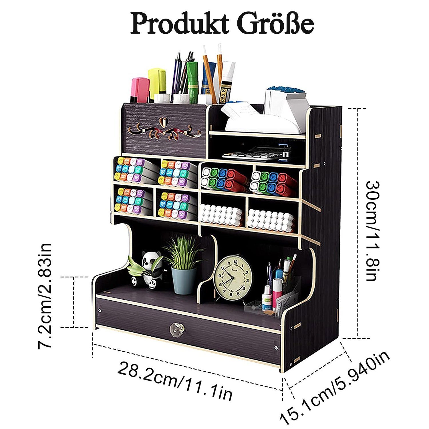 zggzerg Regal-Schreibtisch Schreibtisch-Organizer aus Holz für günstig online kaufen