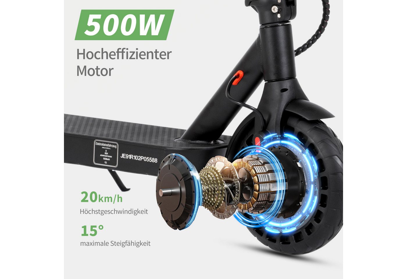 Thumbnail - ZWHEEL E-Scooter mit Straßenzulassung 120kg, 8''/10'', 30/40km, Scheibenbremse, 500 W, 20 km/h, (mit Schutzblechen, mit ...