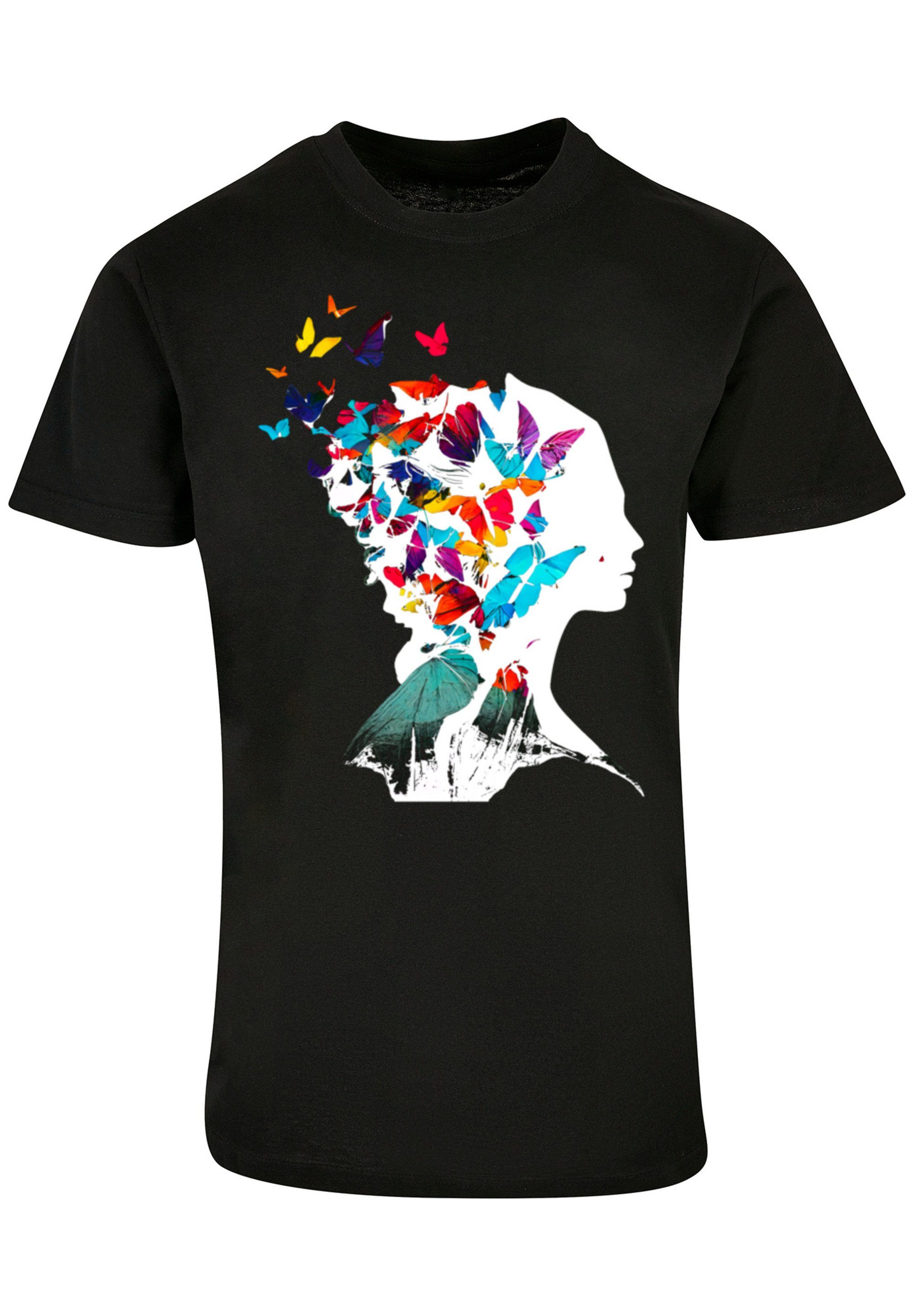 F4NT4STIC T-Shirt Schmetterling Silhouette UNISEX Sehr Baumwollstoff hohem weicher Tragekomfort TEE Print, mit