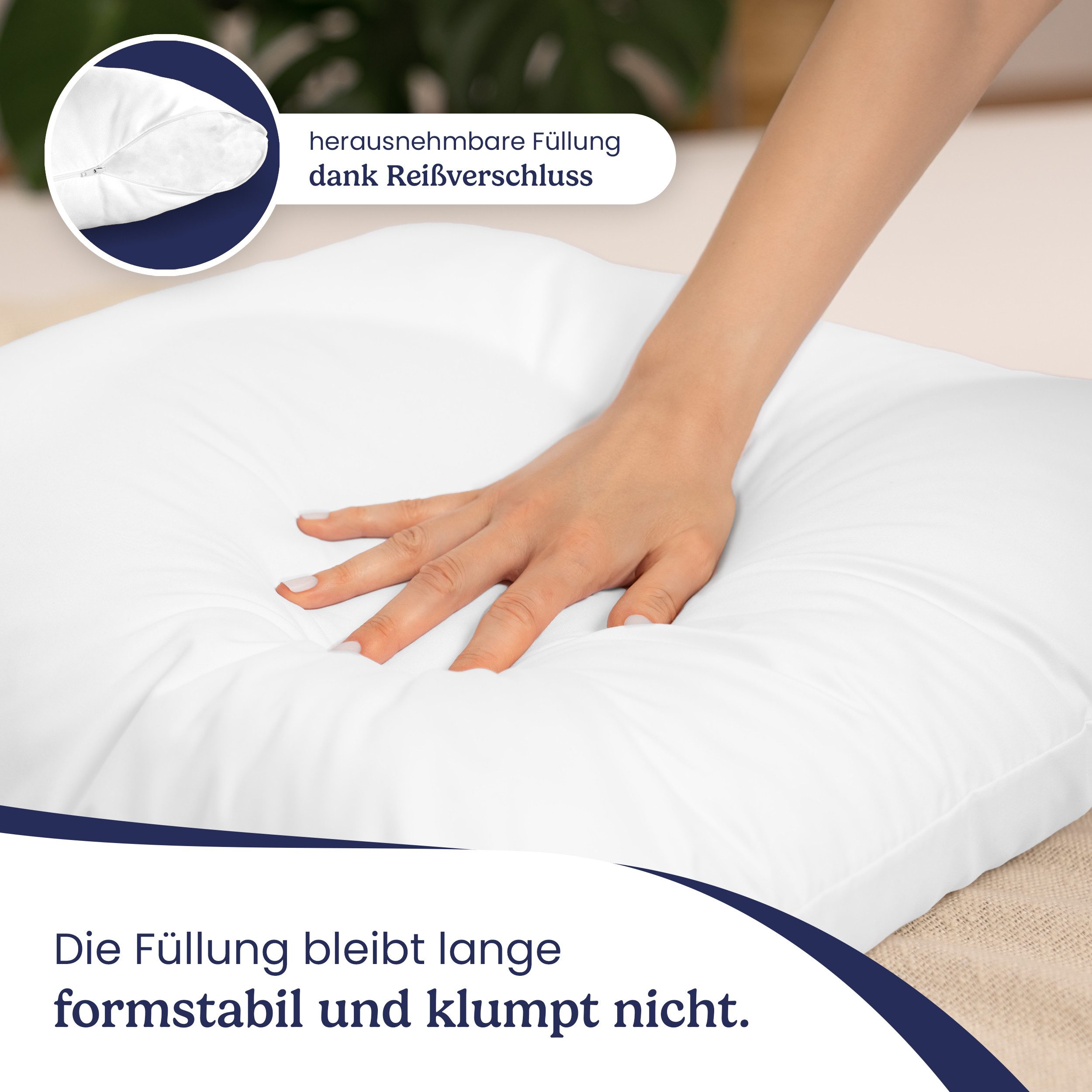 Gentle North Microfaserkissen 4er Set Kissen Basic - in vielen Größen - hoher Komfort, Füllung: 100% Polyester, Seitschläfer, Seitenschläfer, Rückenschläfer, Ba – Bild 4 von 5
