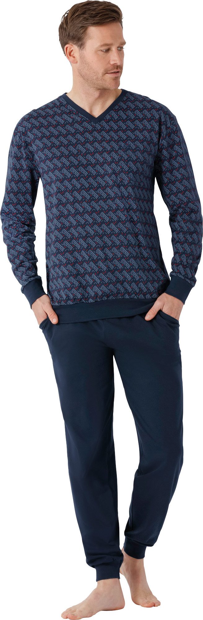 Hajo Pyjama Herren-Schlafanzug Single-Jersey gemustert