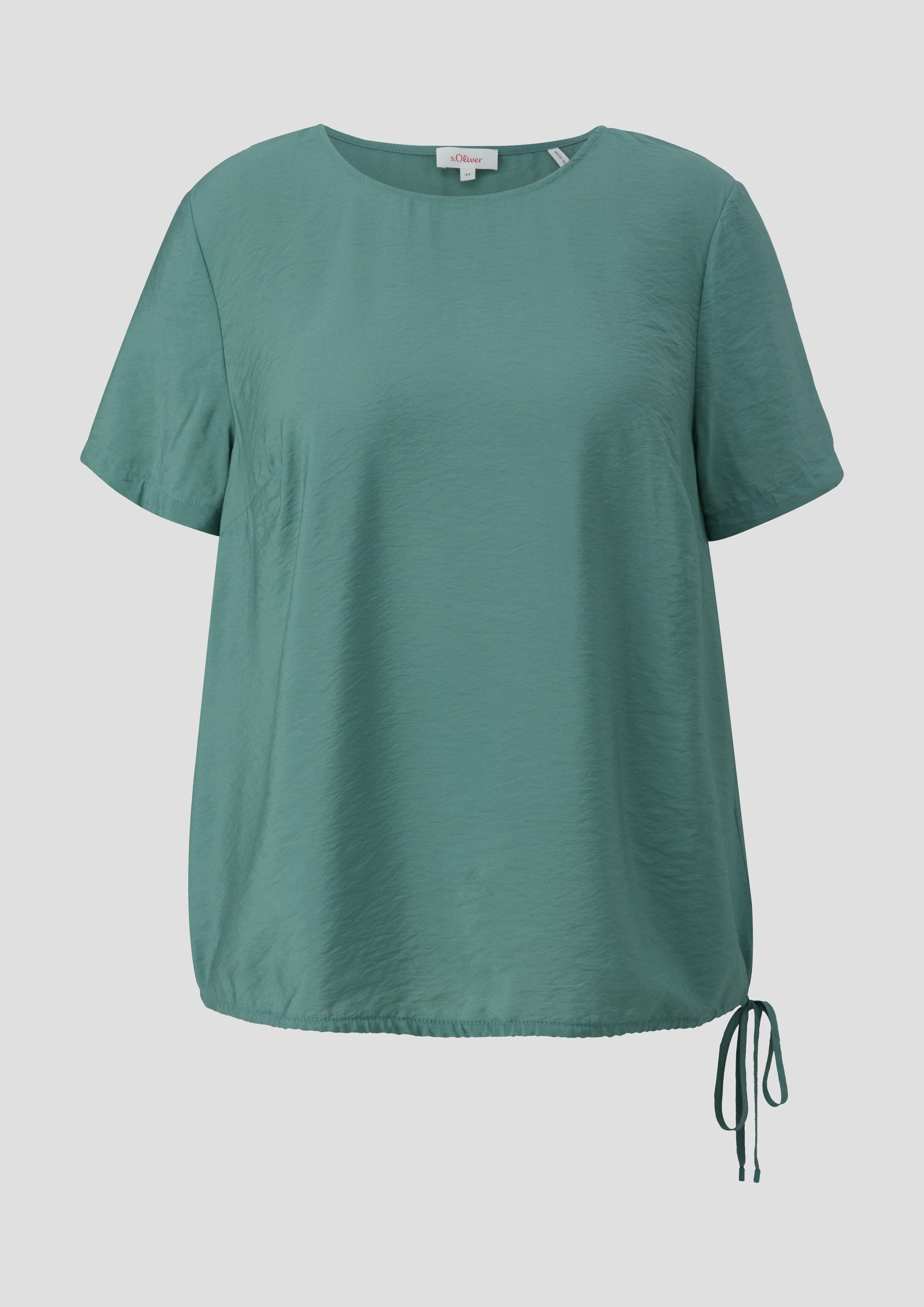 s.Oliver Kurzarmbluse Gemusterte Viskosebluse in O-Shape günstig online kaufen