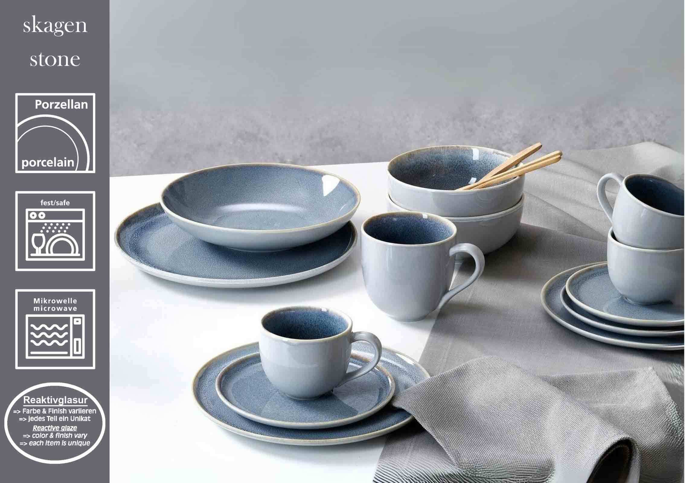 Ritzenhoff & Breker Becher Skagen Stone Kaffeebecher 440 ml 6er Set, 6-tlg., Porzellan
