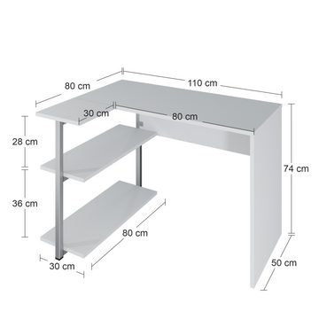 Levira Home Schreibtisch LEVIRA Computertisch mit Ablagen, Bürotisch Sieg II, grau