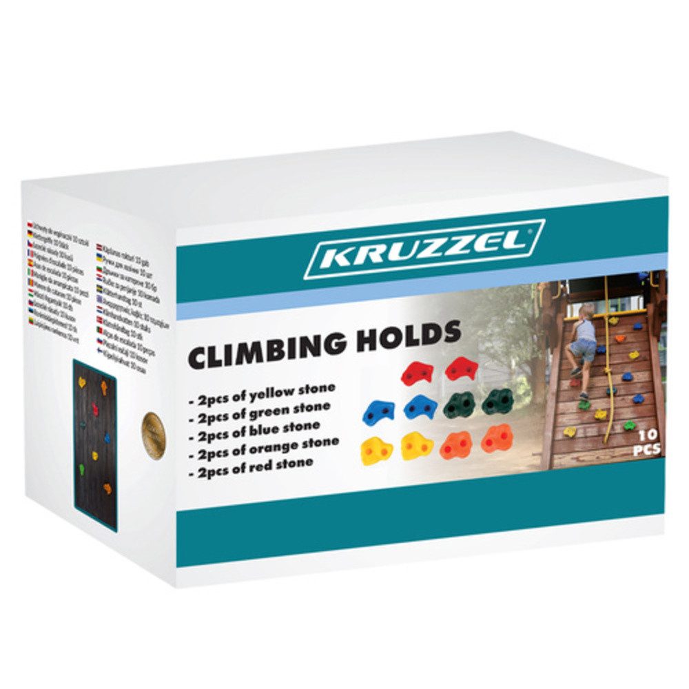 KRUZZEL Kletterwand Klettersteine Griffe für Kinder, (Spar-Set, 10-St., Geschicklichkeit), Rutschfeste Oberfläche für mehr Griffkraft bei jeder Witterung