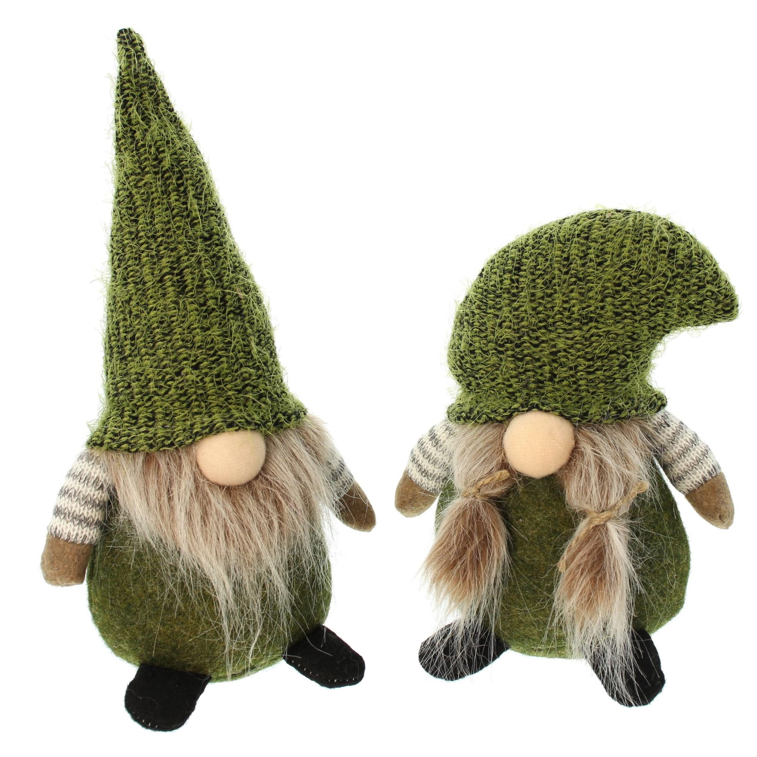 Dekofigur 2 Wichtel Grünmützen Textil grün 20+27cm