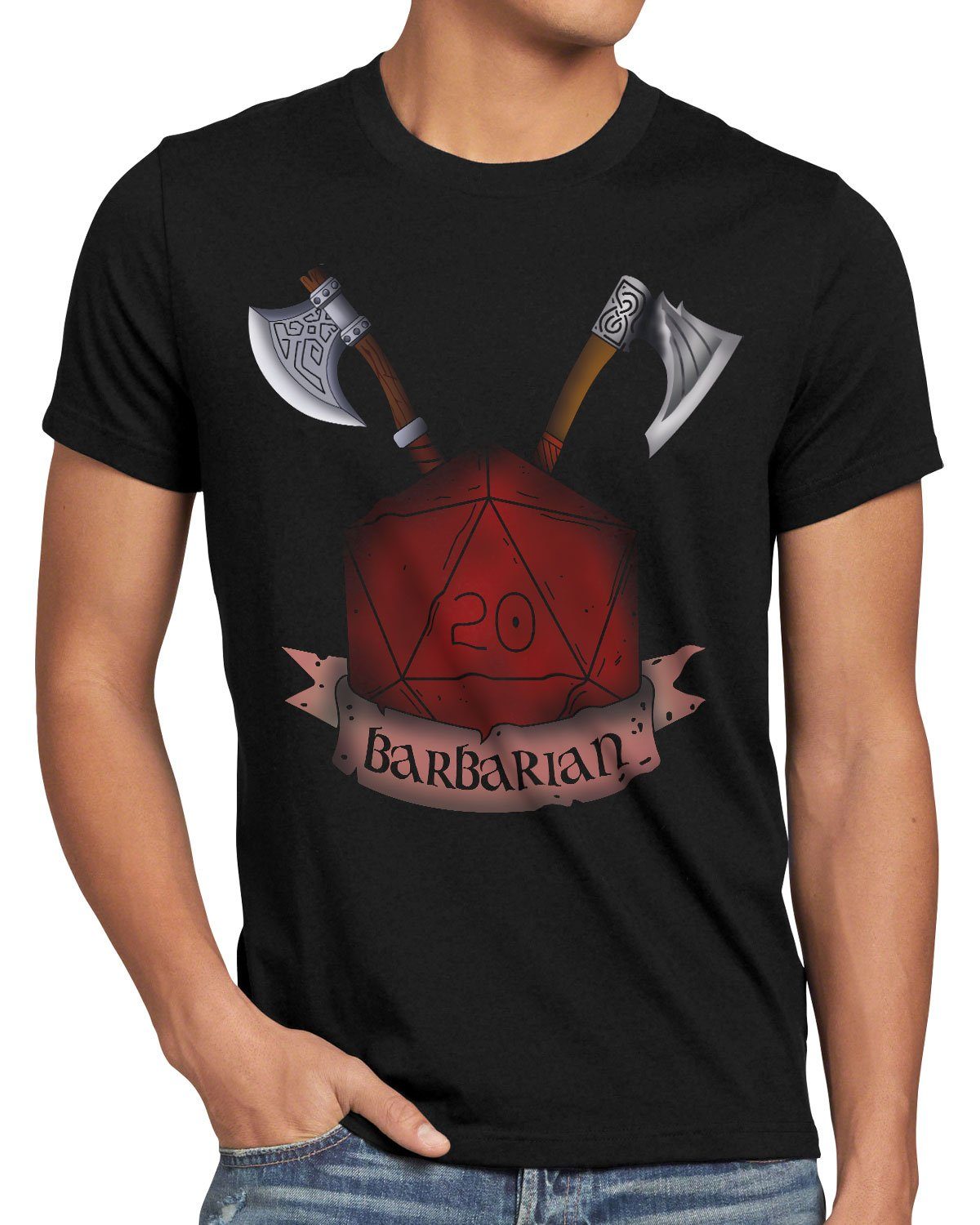 style3 Print-Shirt Herren T-Shirt Würfel dragons dungeon tabletop Barbarian d20