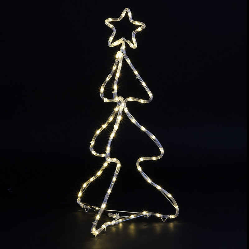 Haushalt International Künstlicher Weihnachtsbaum mit Sternspitze 76cm, Tannenbaum, 80 LED warmweiss, Innen und Außen