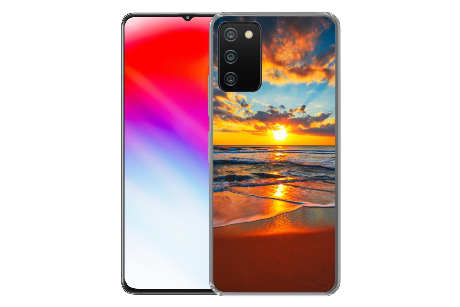 MuchoWow Handyhülle für Samsung Galaxy A03s Meer - Sonnenuntergang - Strand - Wolken - Ora, Smartphone-Bumper, Print, Handy Schutzhülle Dünn