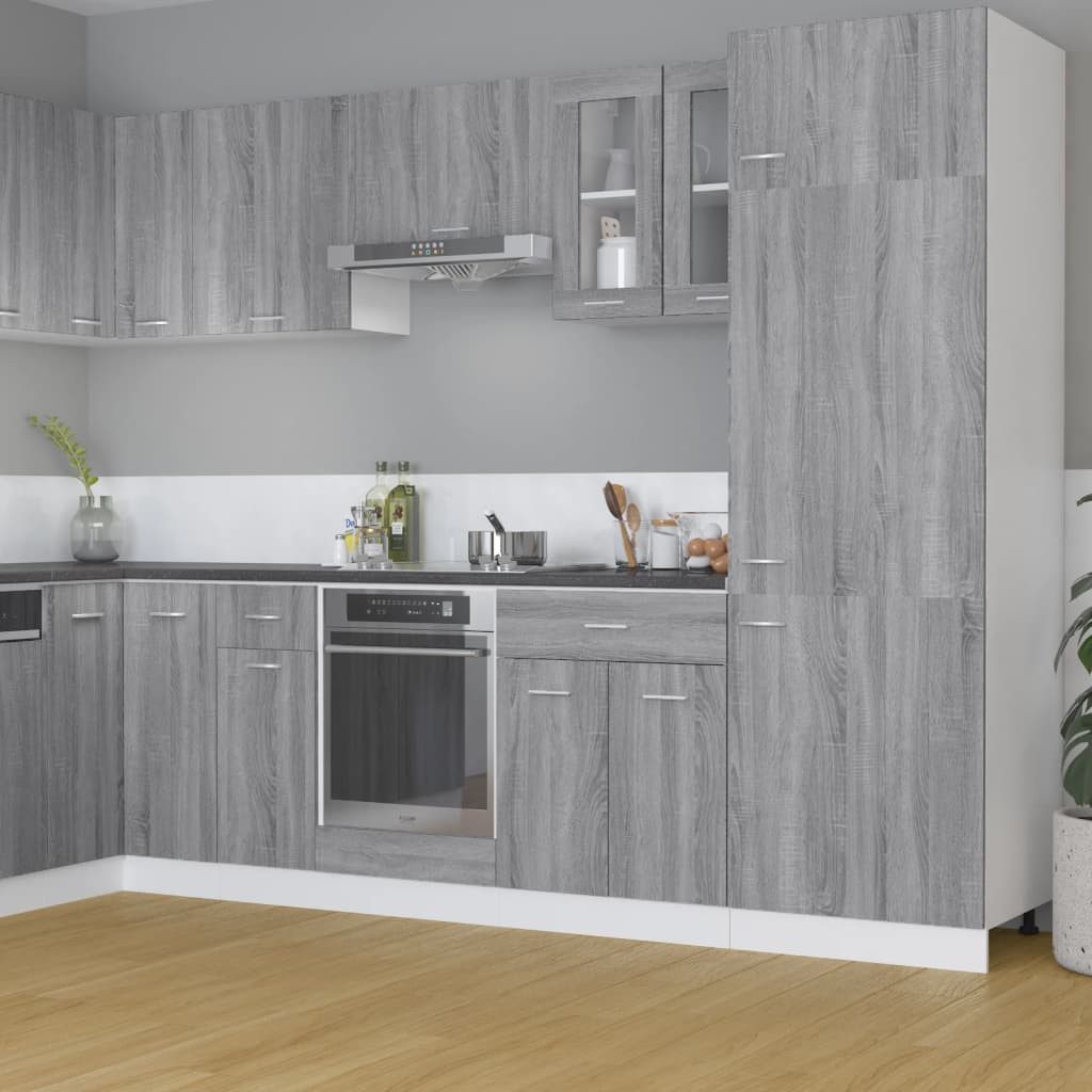 vidaXL Hängeschrank Wandhängeschrank Glas Grau Sonoma günstig online kaufen