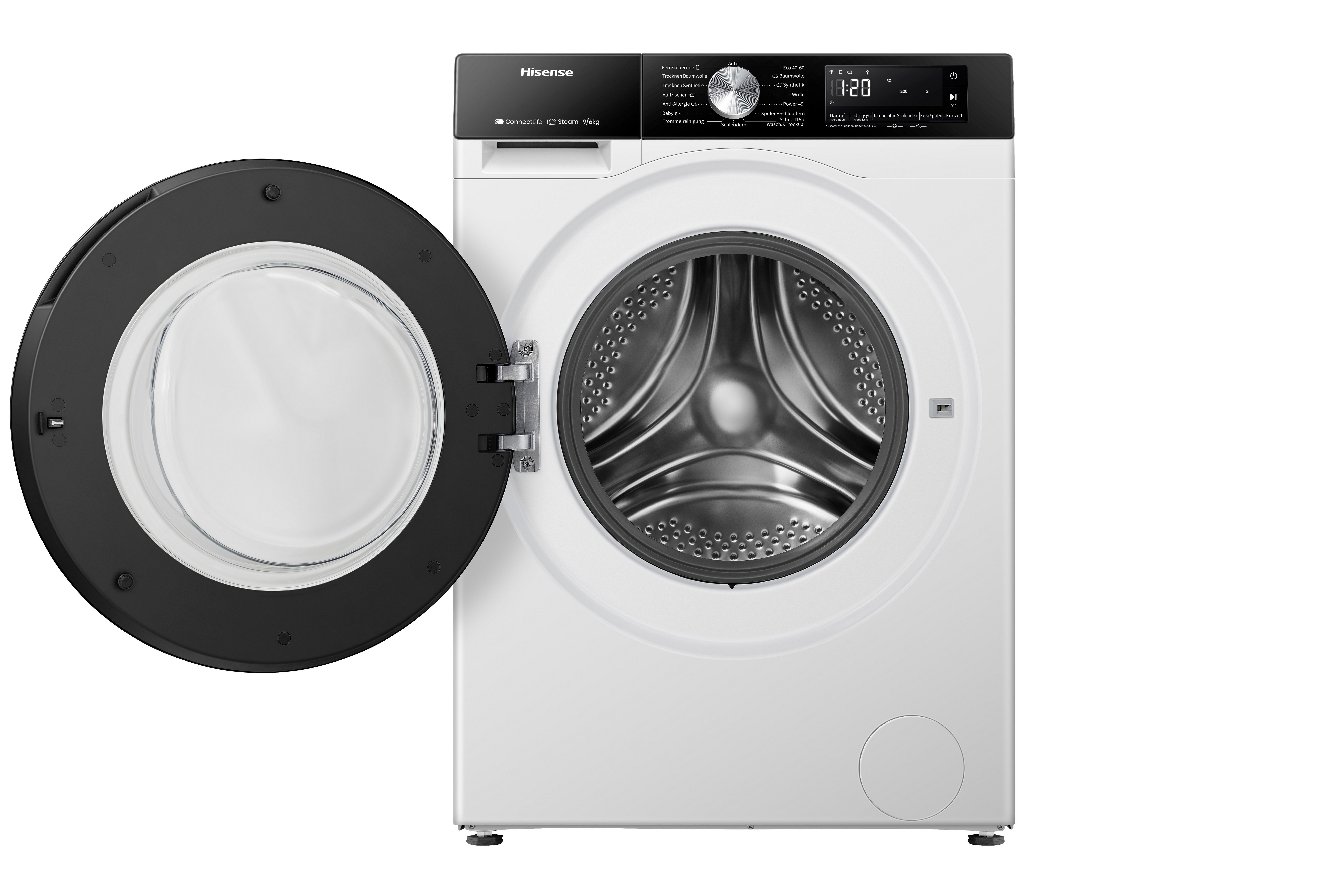 Hisense Waschtrockner 3s Serie WD3S9043BW3, 9 kg, 6 kg, 1400 U/min, Waschen & Trocknen in 60 min.