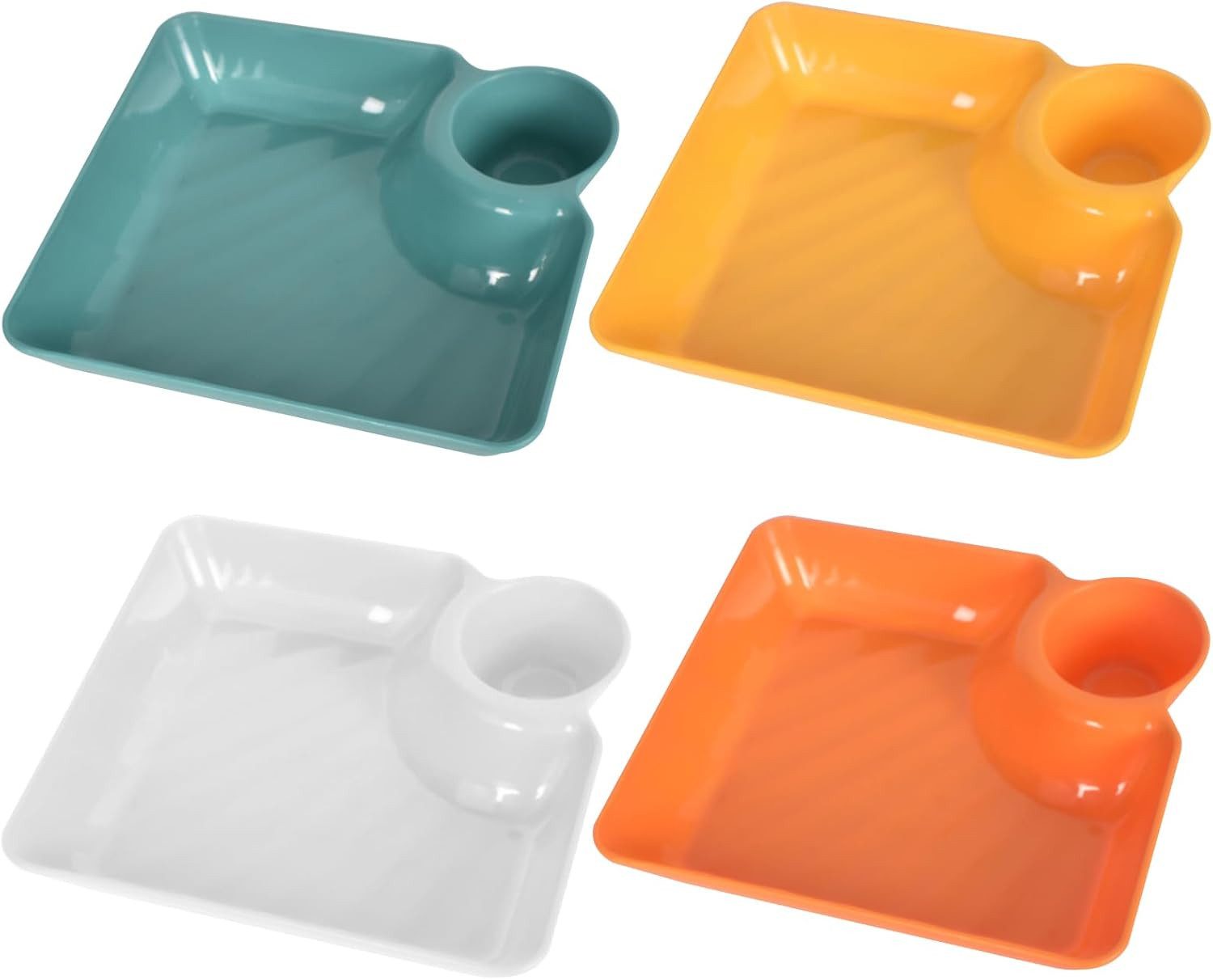 FELIXLEO Dipschale 2in1 Snackschale mit Dipschale 4er Set Servierplatte für Snacks
