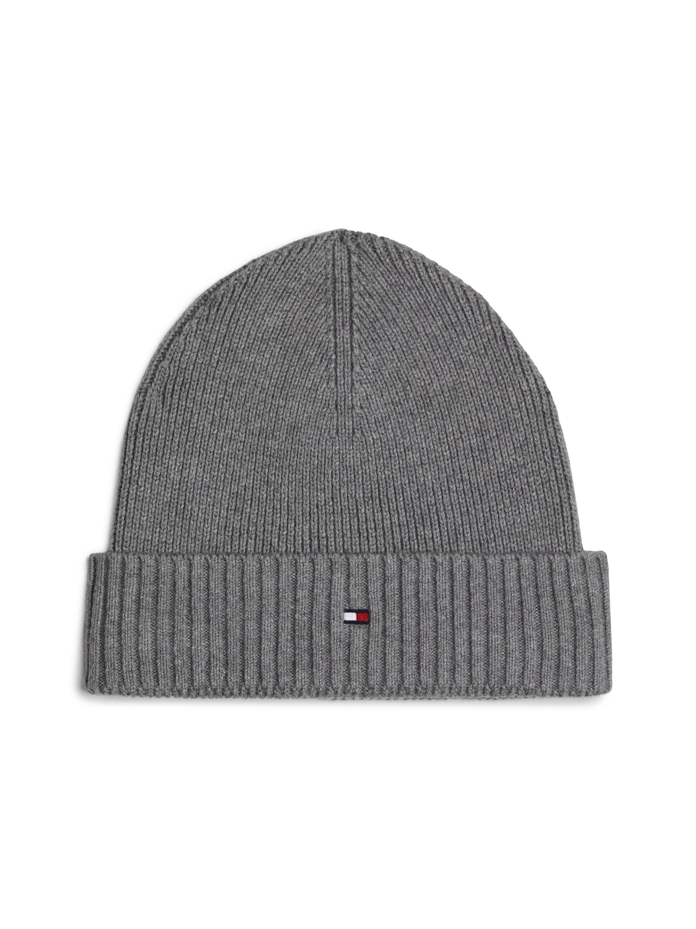Tommy Hilfiger Strickmütze TH FLAG PIMA COTTON BEANIE Beanie mit Logostickerei, mit Kaschmiranteil Unisex