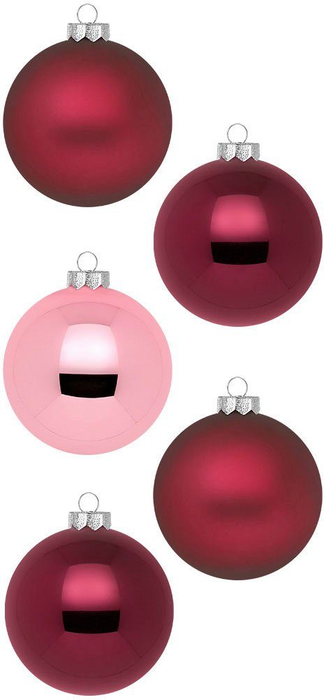 MAGIC by Inge Weihnachtsbaumkugel Berry Kiss, Weihnachtsdeko, Christbaumschmuck (46 St), Christbaumkugeln aus Glas, 45 Kugeln Ø ca. 4-6 cm, inkl. Spitze 28 cm