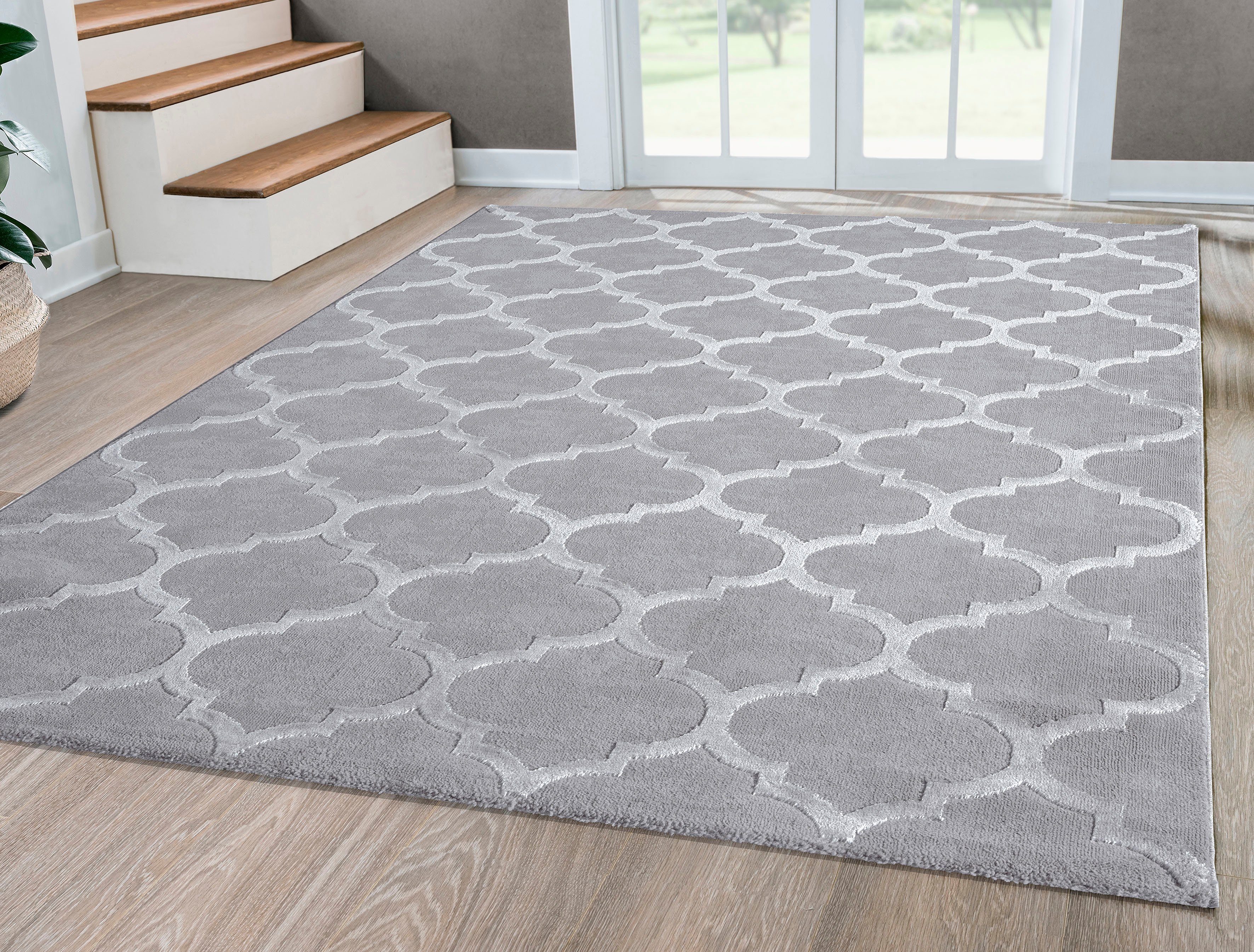merinos Teppich Studio 28262, rechteckig, Höhe: 12 mm, Kurzflorteppich, Hoch Tief Effekt, modernes Skandic Design