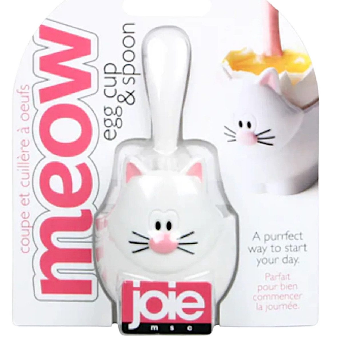 Joie Eierbecher Eierbecher mit Löffel MIAU - Farbwahl, 1 Becher mit Löffel