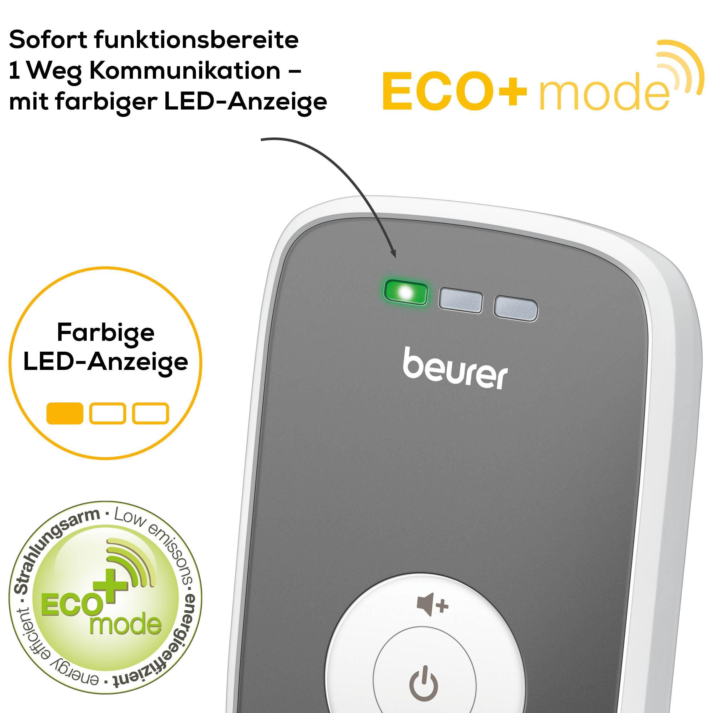 BEURER Babyphone BY 33 mit optischer Geräuschpegelüberwachung und LED-Anzeige, Reichweitenkontrolle mit akustischem Signal
