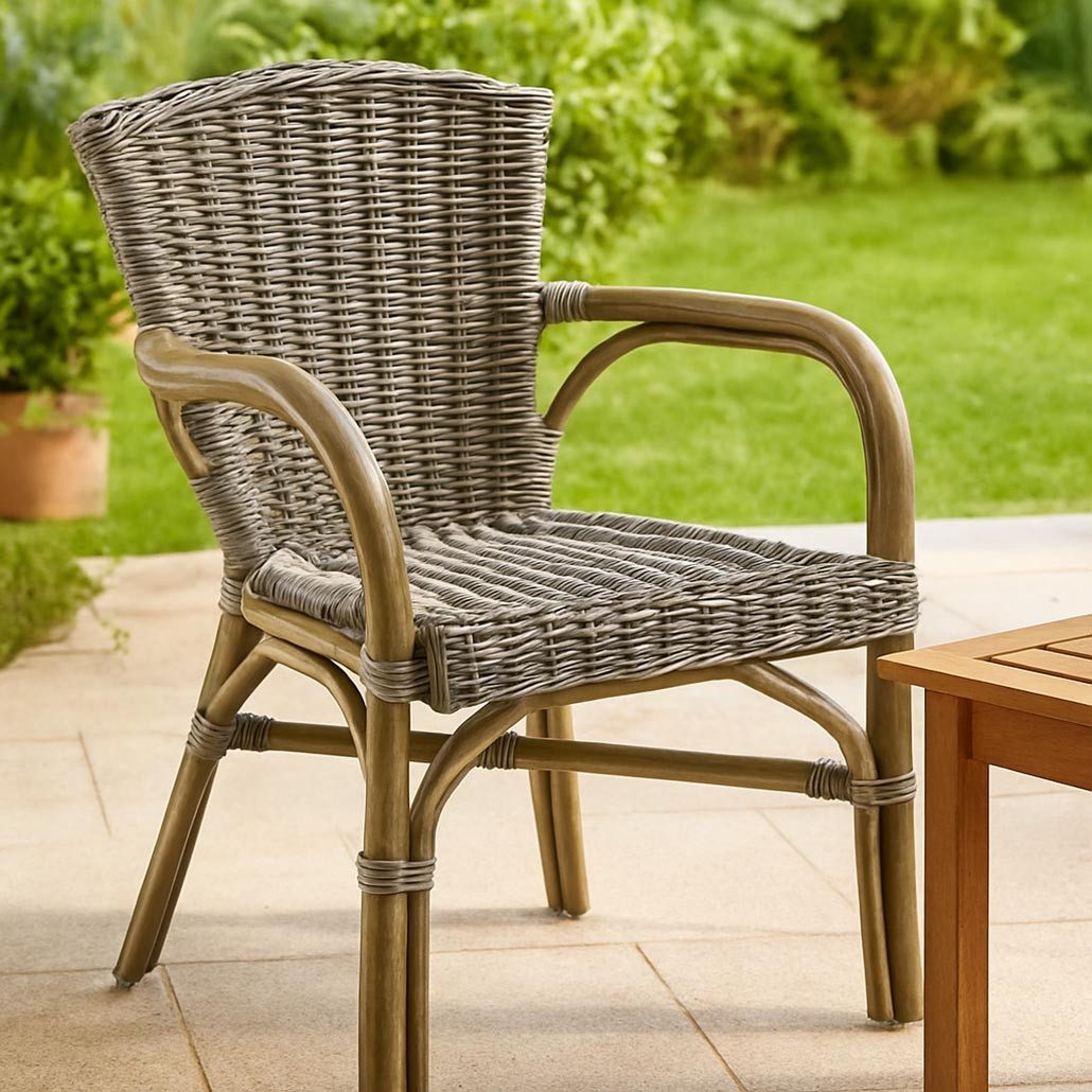 Kobolo 4-Fußstuhl Sessel YORK aus Rattan in kubu grey (aus Rattan, 1 St), 5 günstig online kaufen
