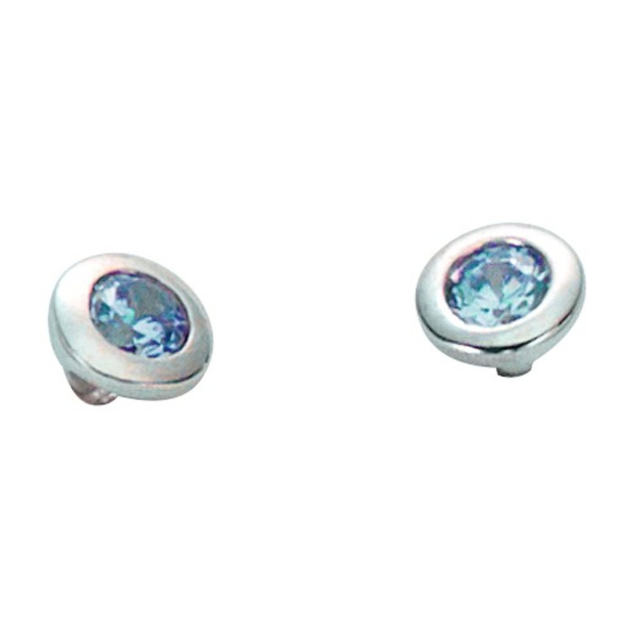 Miamar Paar Ohrstecker 01.1096HB, Miamar 01.1096HB Damen Ohrstecker Silber Zirkonia hellblau