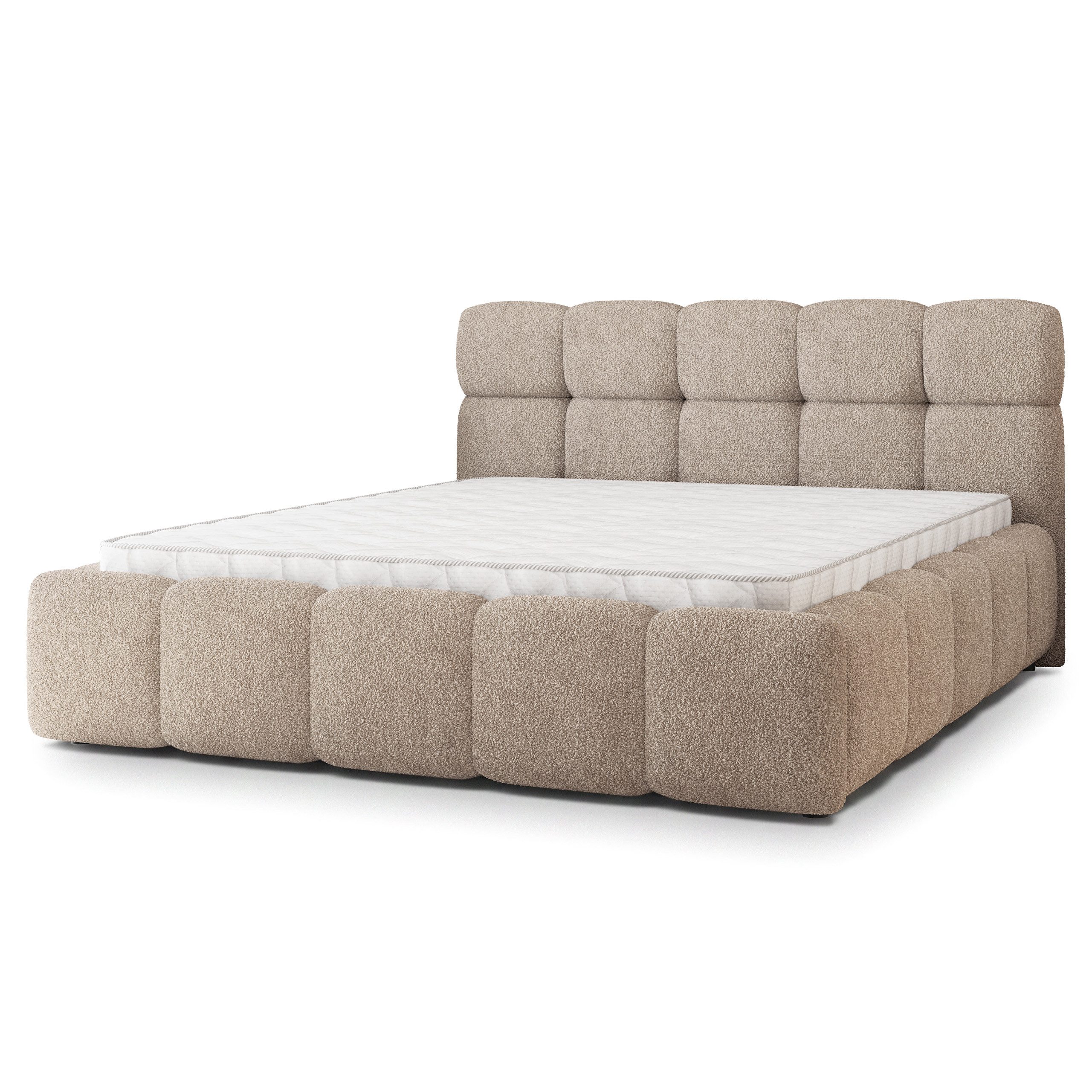 Masseno Polsterbett FARU 180x200 cm beige (mit Bettkasten und Lattenrost)