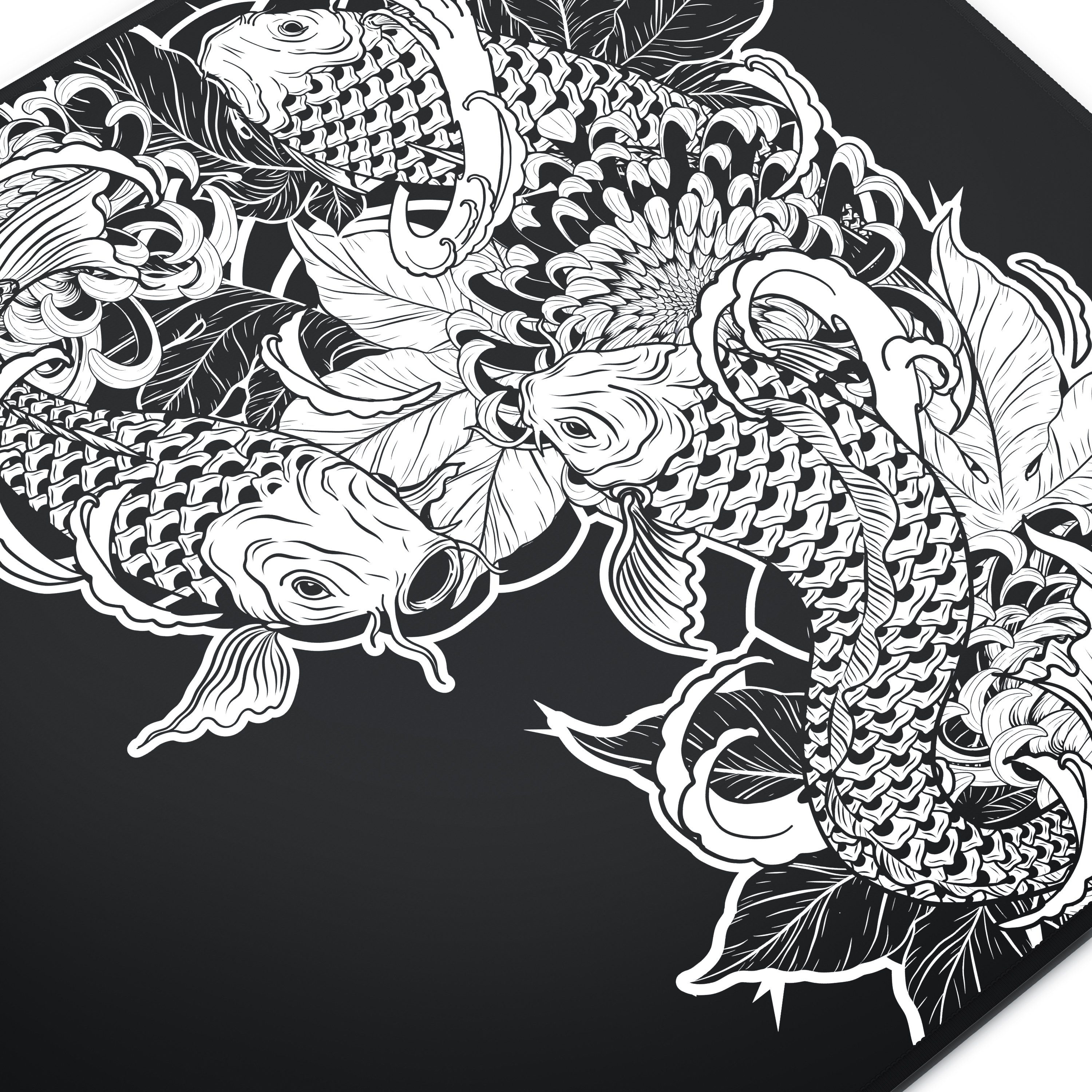 Titanwolf Gaming Mauspad XXL Speed Mousepad 900 x 400 x 3 mm, große Tischunterlage (1-St), rutschfest, abwaschbar, Geschwindigkeit & Präzision, Koi Tattoo 3 – Bild 4 von 5