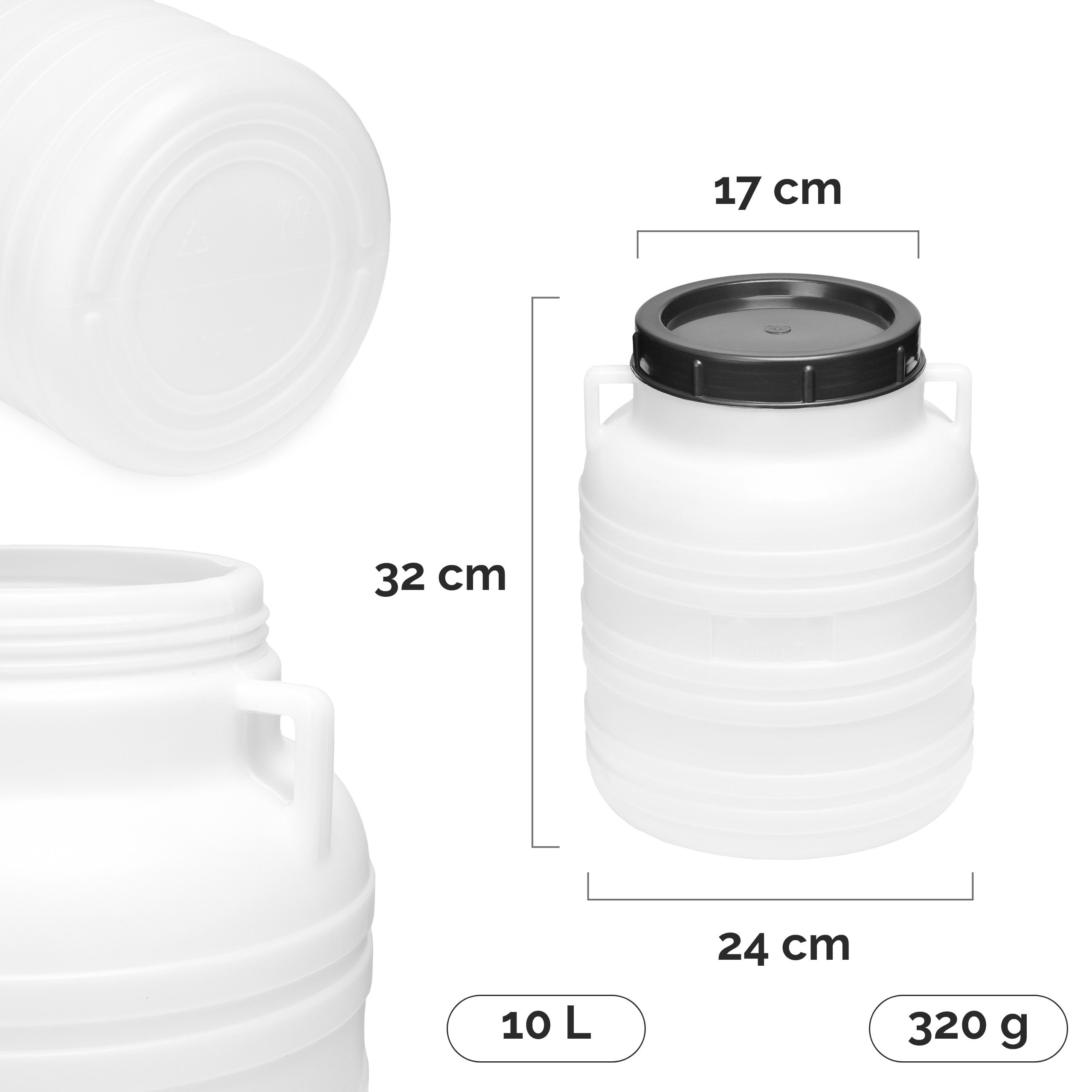 Garronda Regentonne Set 10 Liter Futtertonne BPA-frei Universalfass mit Deckel GD-0120, 10 l, (3-tlg), BPA-Frei – Bild 3 von 5