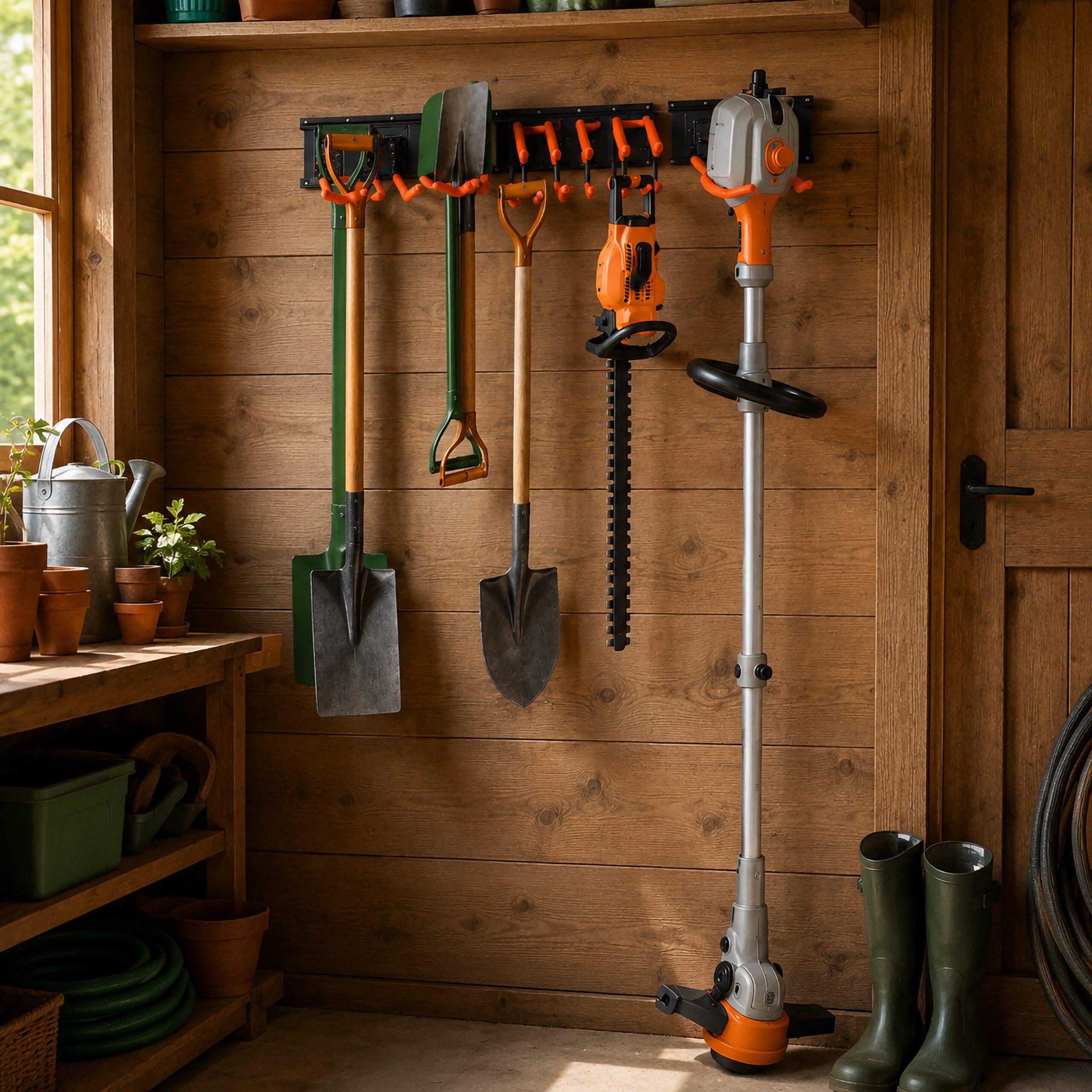relaxdays Lochwand 8-tlg. Wandhaken Set, 0 Stk., mit 8 Haken, (8-tlg), Schwarz / Orange – Bild 2 von 5