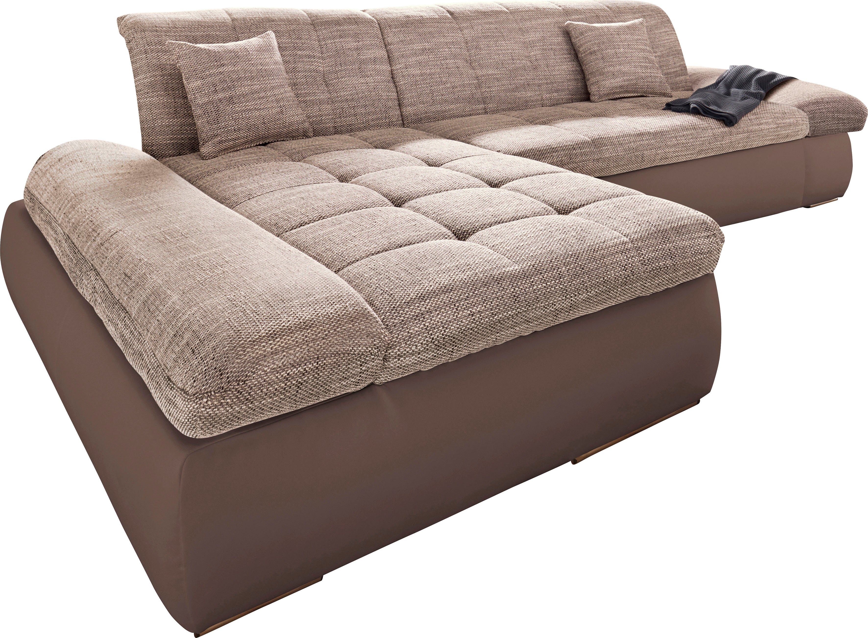 DOMO collection Ecksofa PB MORIC wahlweise mit Bettfunktion + Armteilverstellung, L-Form, im XXL-Format, B/T/H:300/172/80 cm, feine Steppung