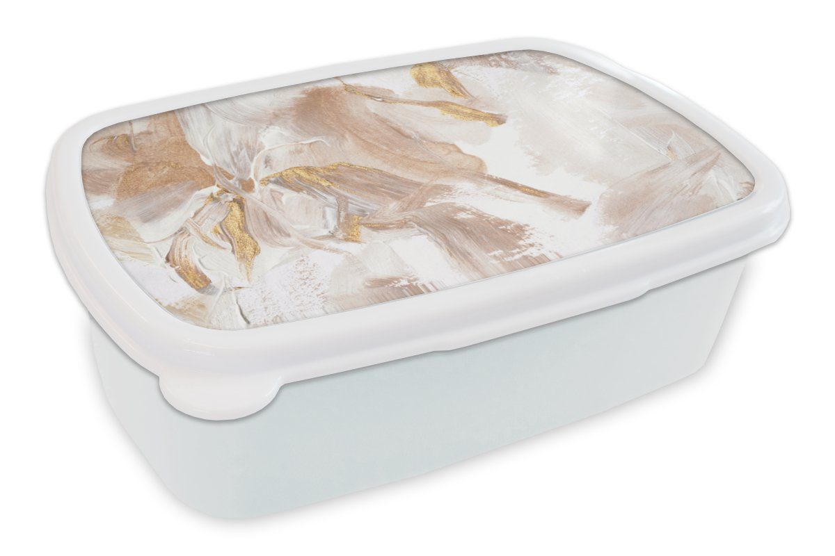 MuchoWow Lunchbox Farbe - Weiß - Abstrakt, Kunststoff, (2-tlg), Brotbox für Kinder und Erwachsene, Brotdose, für Jungs und Mädchen