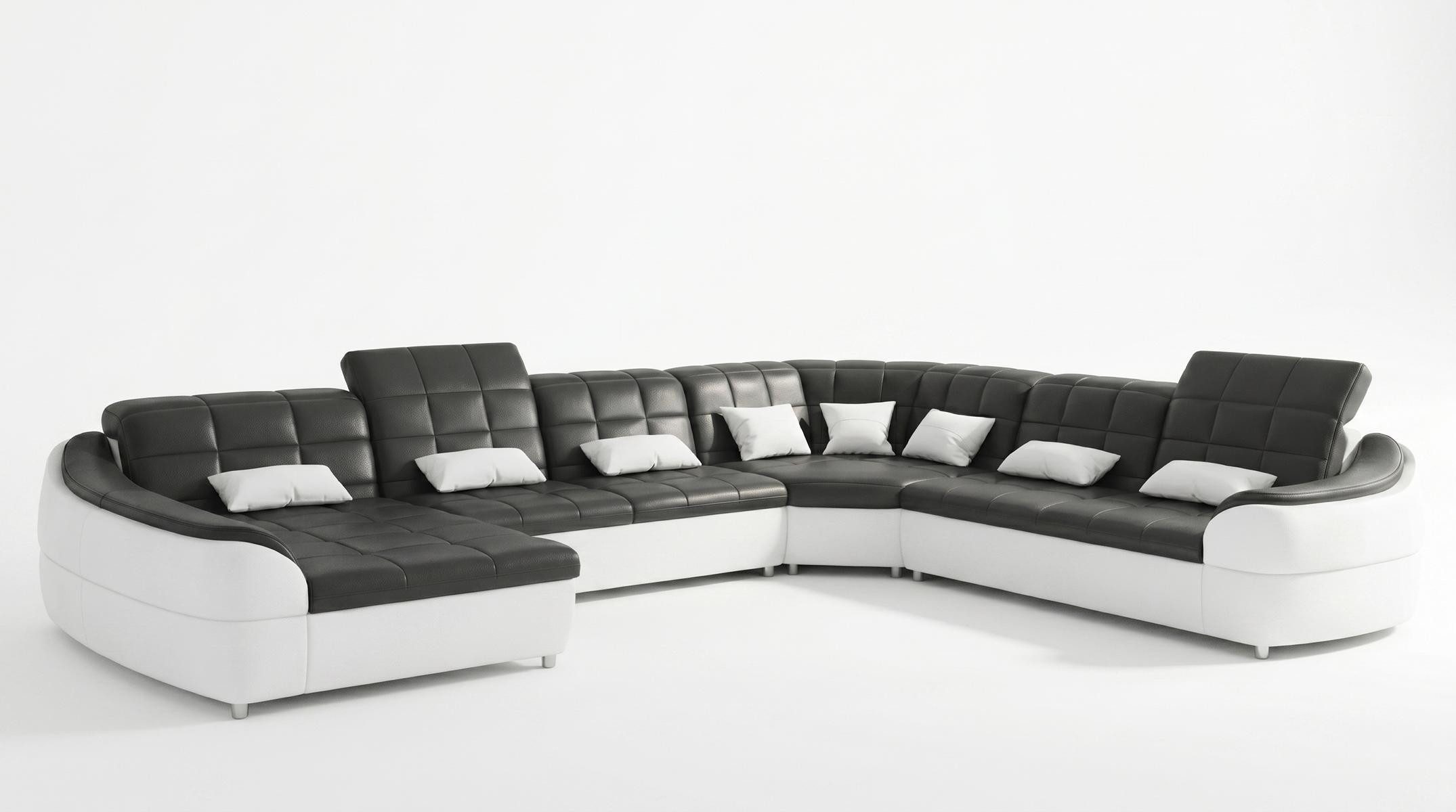 JVmoebel Wohnlandschaft Exklusive Wohnlandschaft U-Form Schwarz Luxus Ecksofa Sofa Top LED *, 1 Teile, Made in Europa
