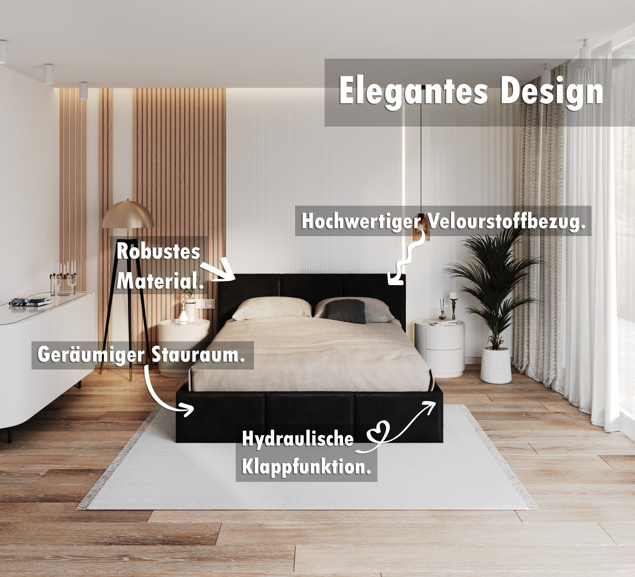 thematys Polsterbett Stauraumbett Bett mit Bettkasten - MADE IN EU - mit sa günstig online kaufen