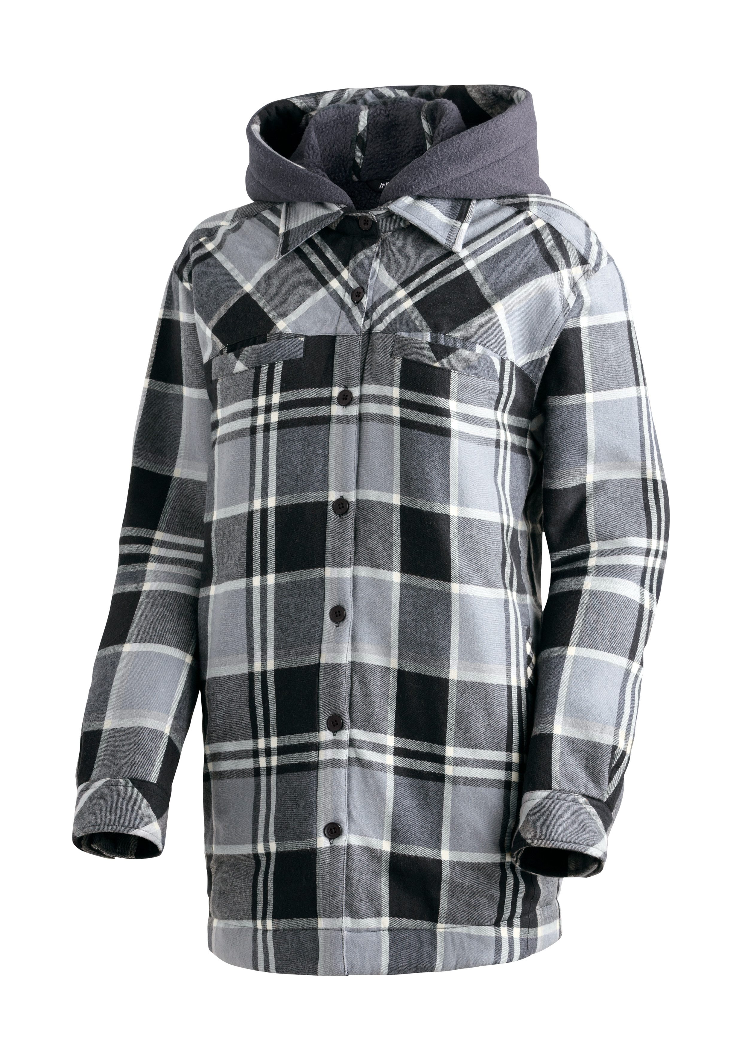 Maier Sports Flanellbluse Camquadri W wattiertes Damen Hemd im klassischen Karo-Look