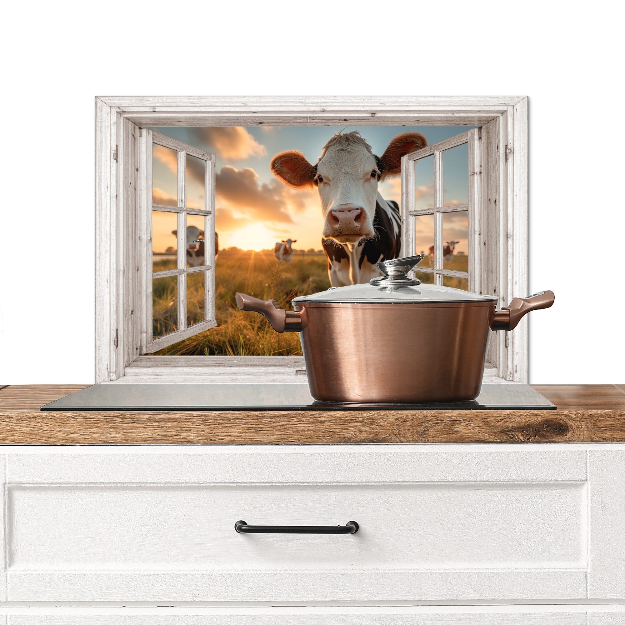 MuchoWow Küchenrückwand Aussicht - Kuh - Wiese - Natur - Tiere - Ländlich, günstig online kaufen