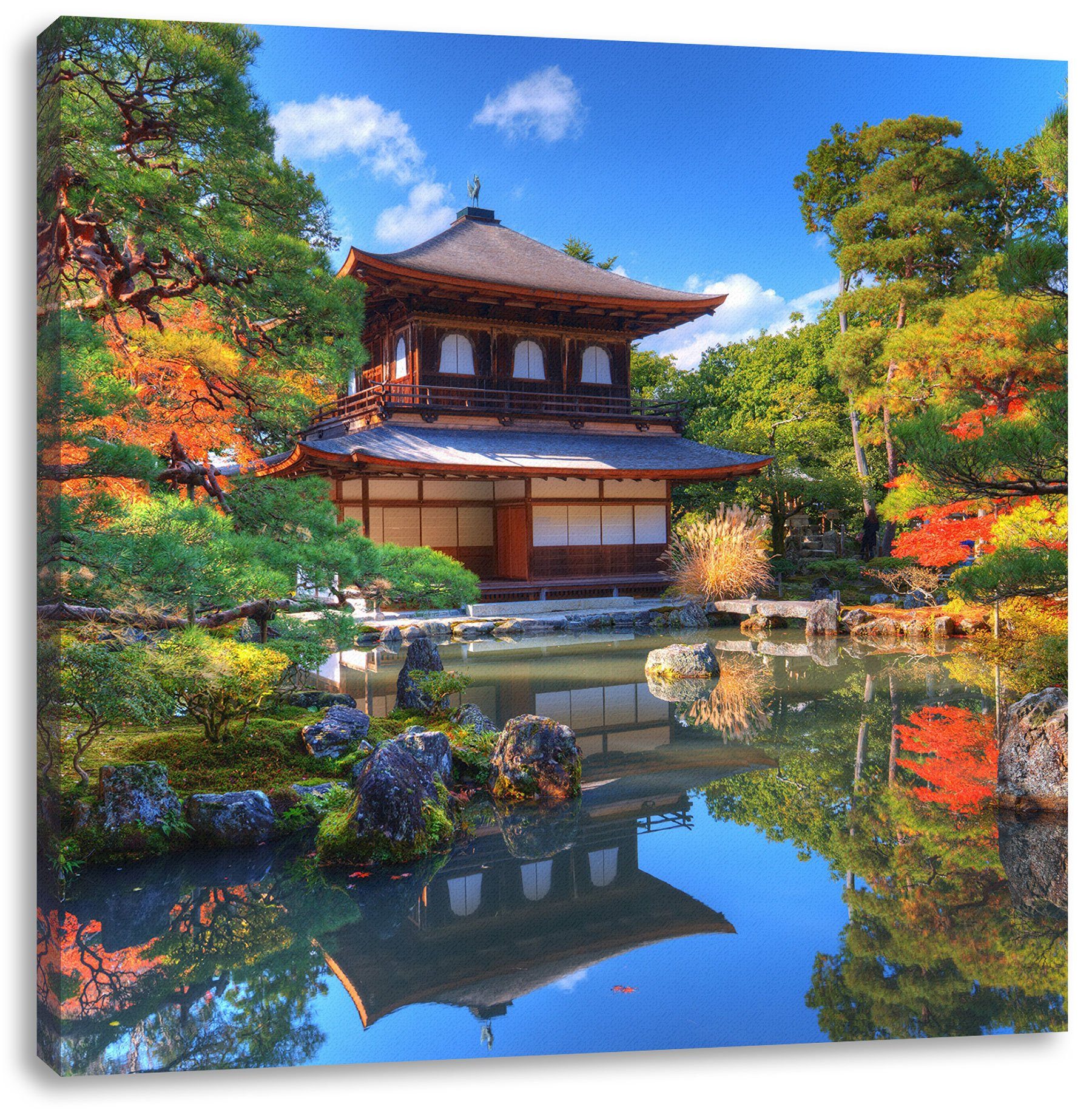 Pixxprint Leinwandbild Ginkaku-ji-Tempel in Kyoto, Ginkaku-ji-Tempel in Kyoto (1 St), Leinwandbild fertig bespannt, inkl. Zackenaufhänger