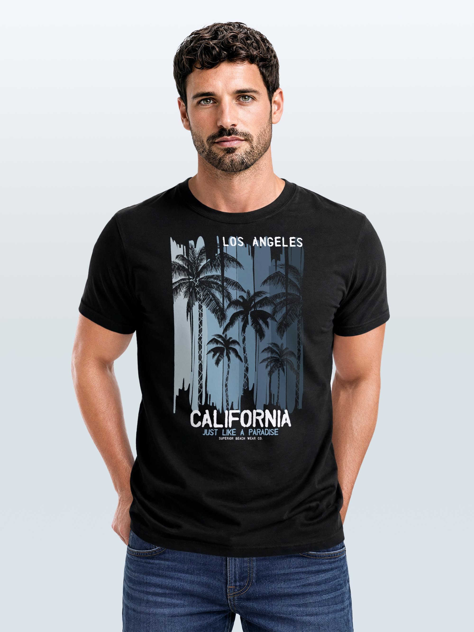 Neverless Print-Shirt Neverless® Herren T-Shirt Los Angeles California USA Sommer Bedruckt mit Print