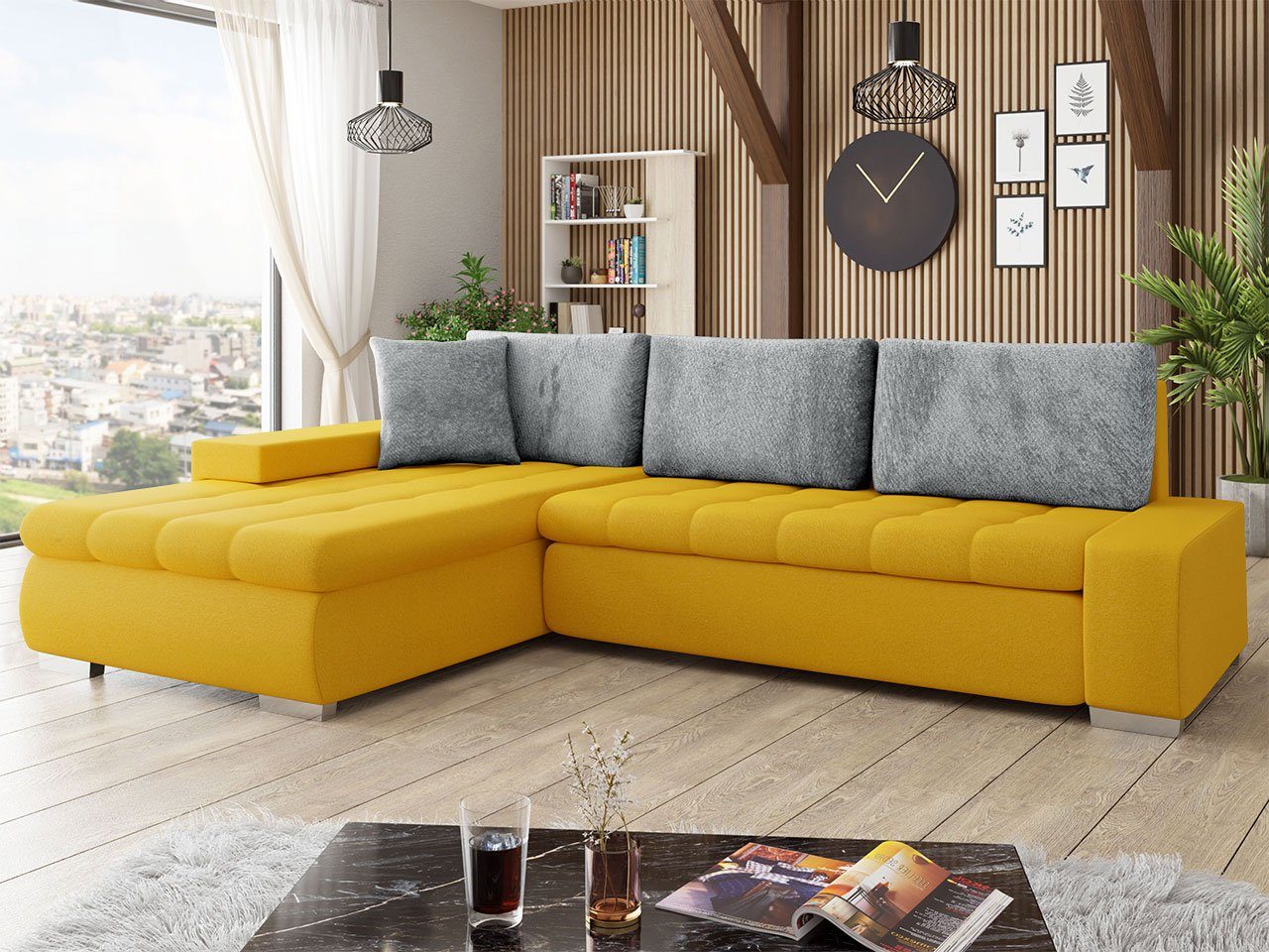 MIRJAN24 Ecksofa Orkan L-Sofa, Elegante und mane Bettkasten, mit Schlaffunktion Premium, Universal