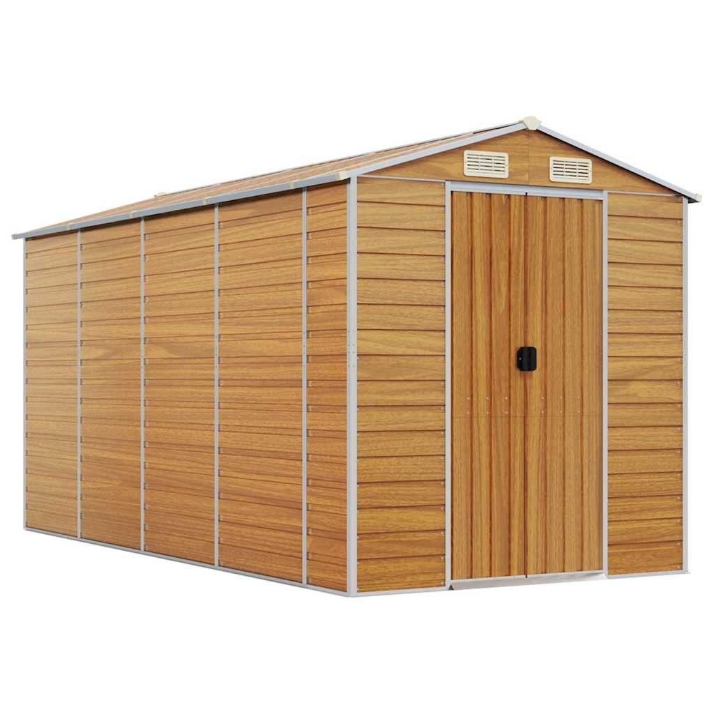 vidaXL Gartenhaus Gerätehaus Hellbraun 191x385x198 cm Verzinkter Stahl