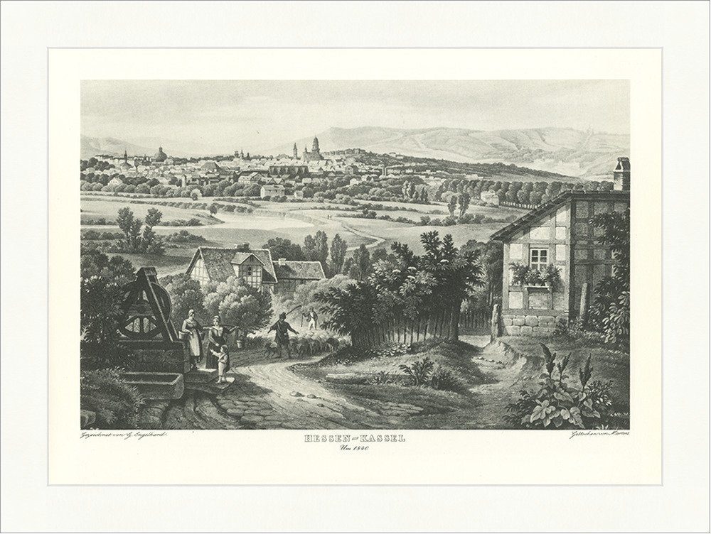 Kunstdruck HessenKassel um 1840 Kurfürstentum Fulda Residenzort Altes